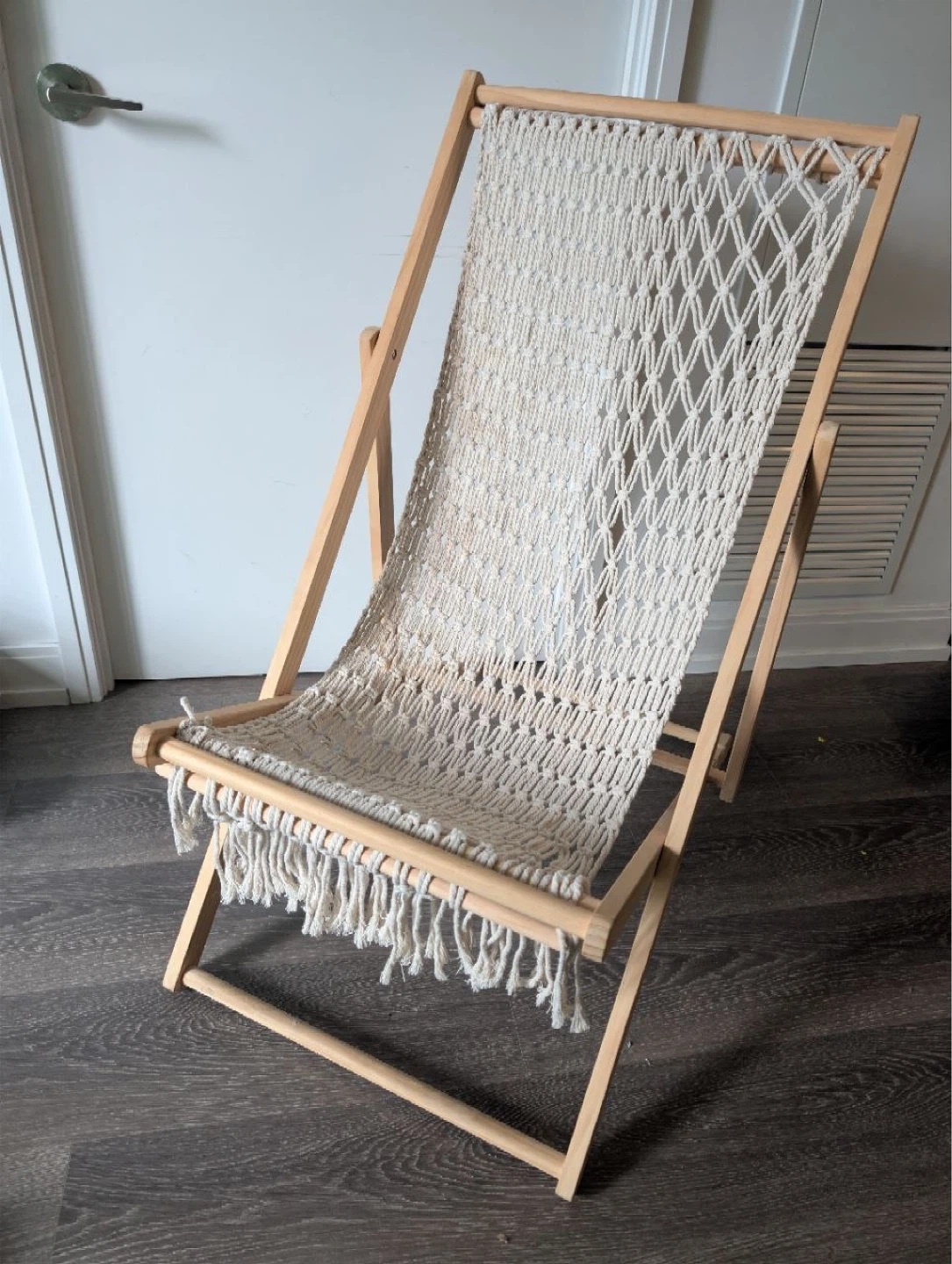 Macramé Sling Chair- Wooden Frame - photo 2
