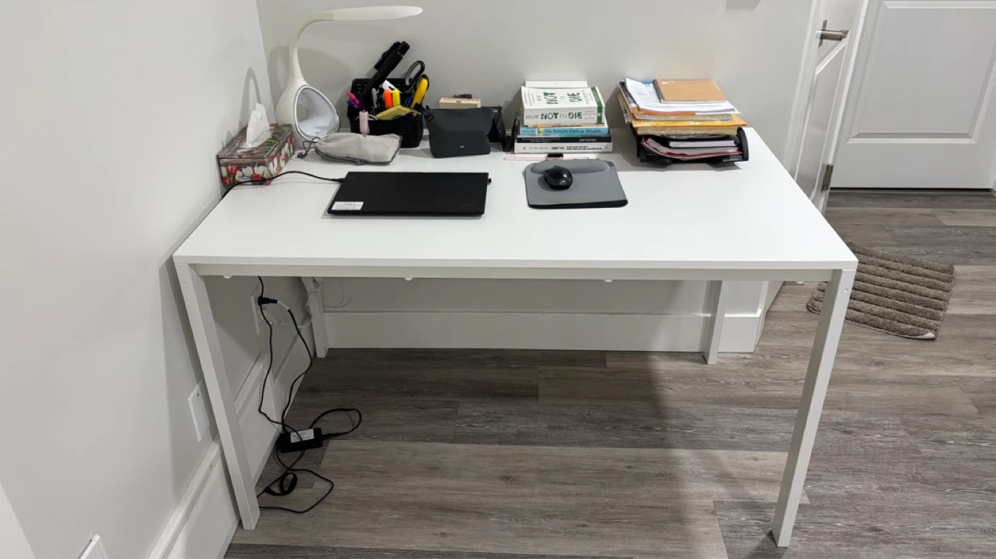White IKEA Desk with Two Chairs - photo 2