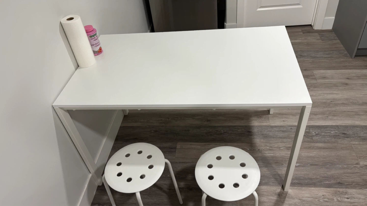 White IKEA Desk with Two Chairs - photo 4