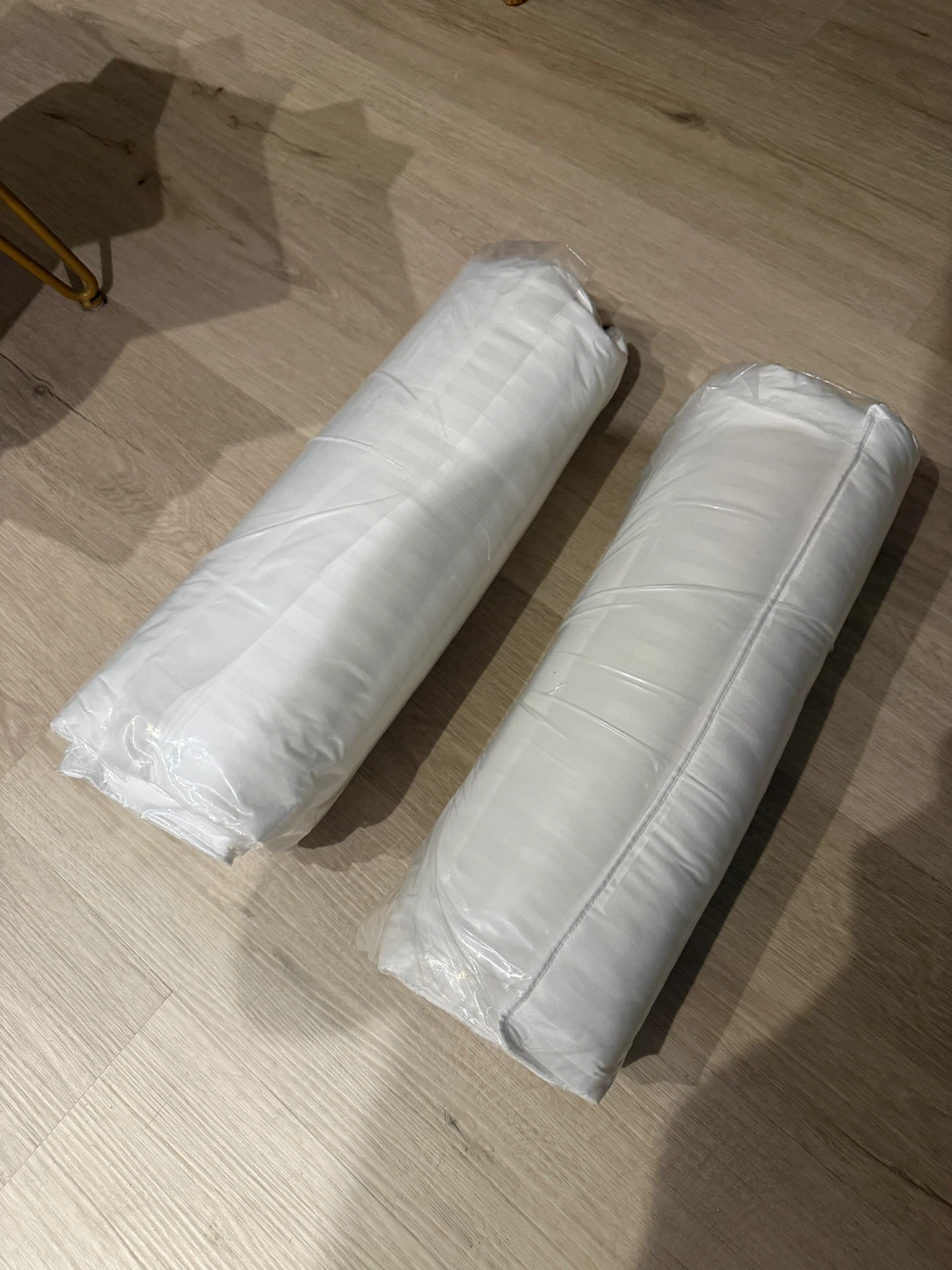 Set of 2 White Striped Bed Pillows