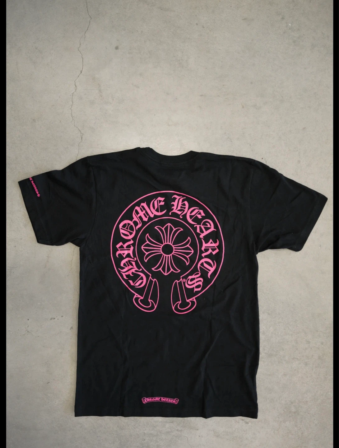 Chrome Hearts Black T-Shirt with Pink Logo