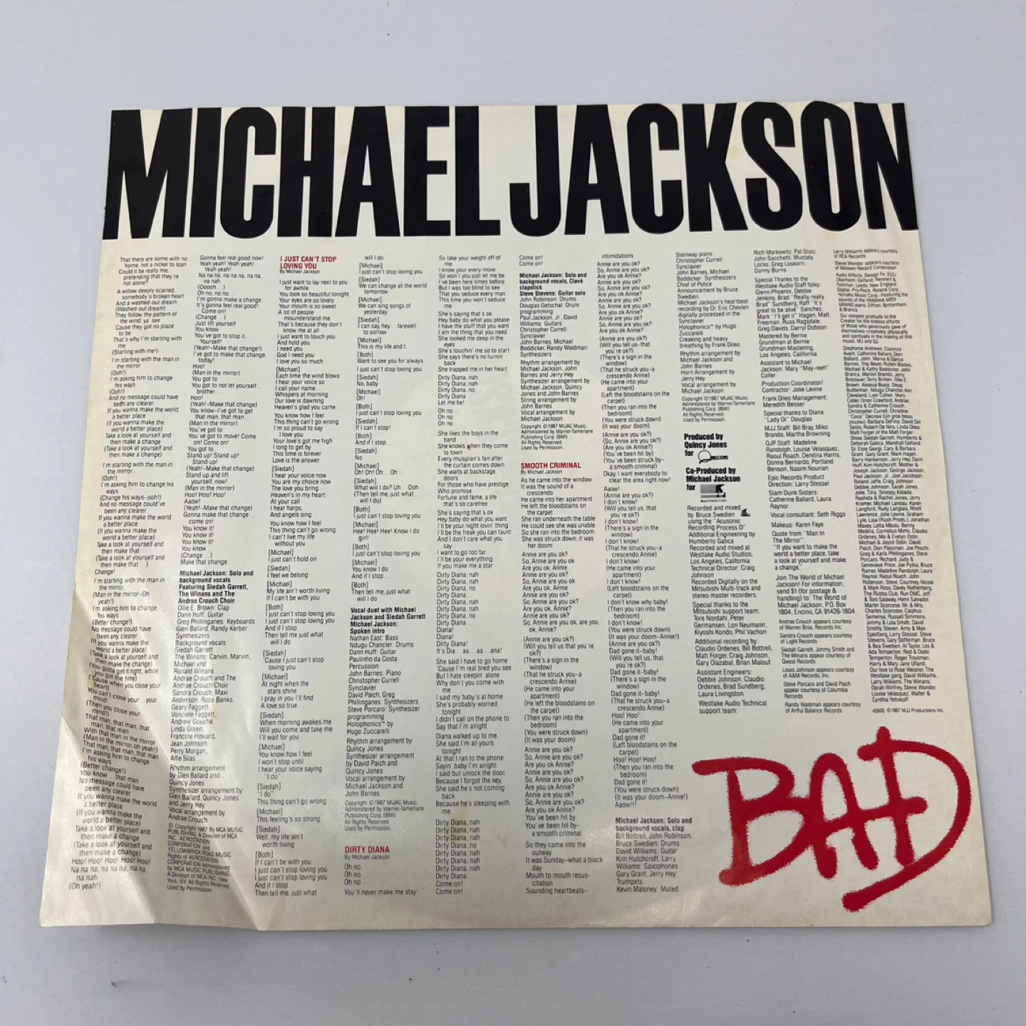 Michael Jackson "Bad" Vinyl Record LP Epic Records 1987 - photo 4