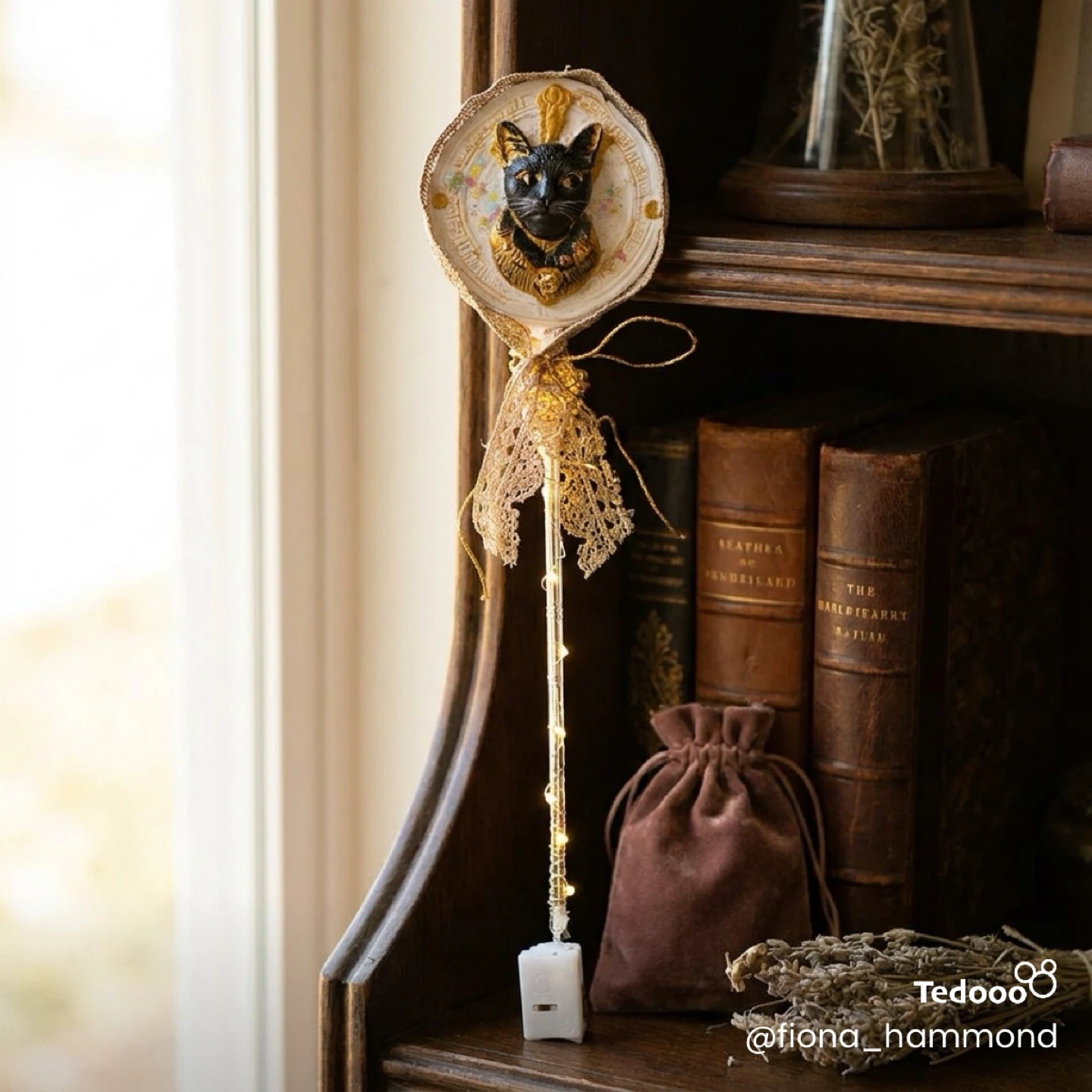 Black Cat Themed Decorative Wand with Lights