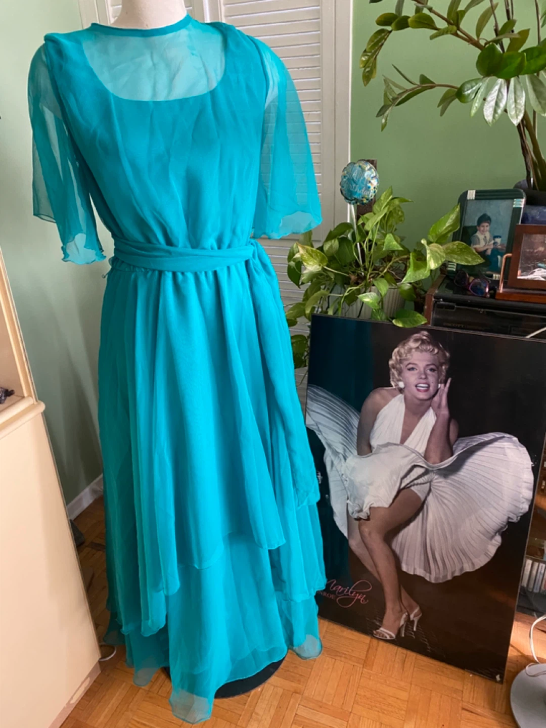 Vintage Teal Formal Dress Size 16