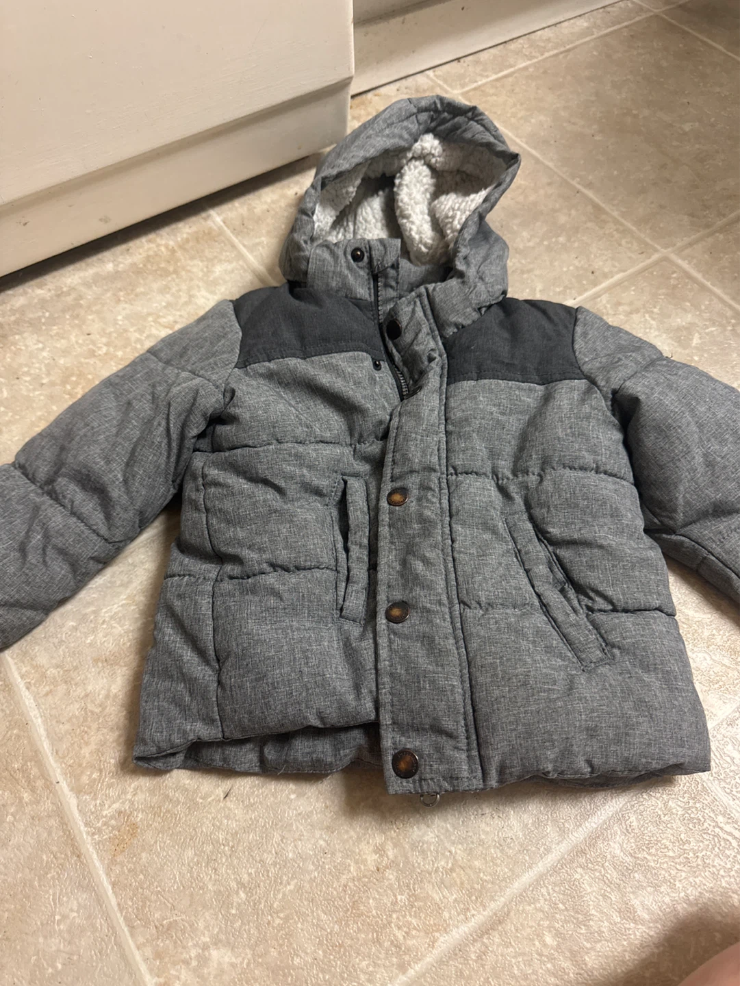 Boys Grey Puffer Jacket