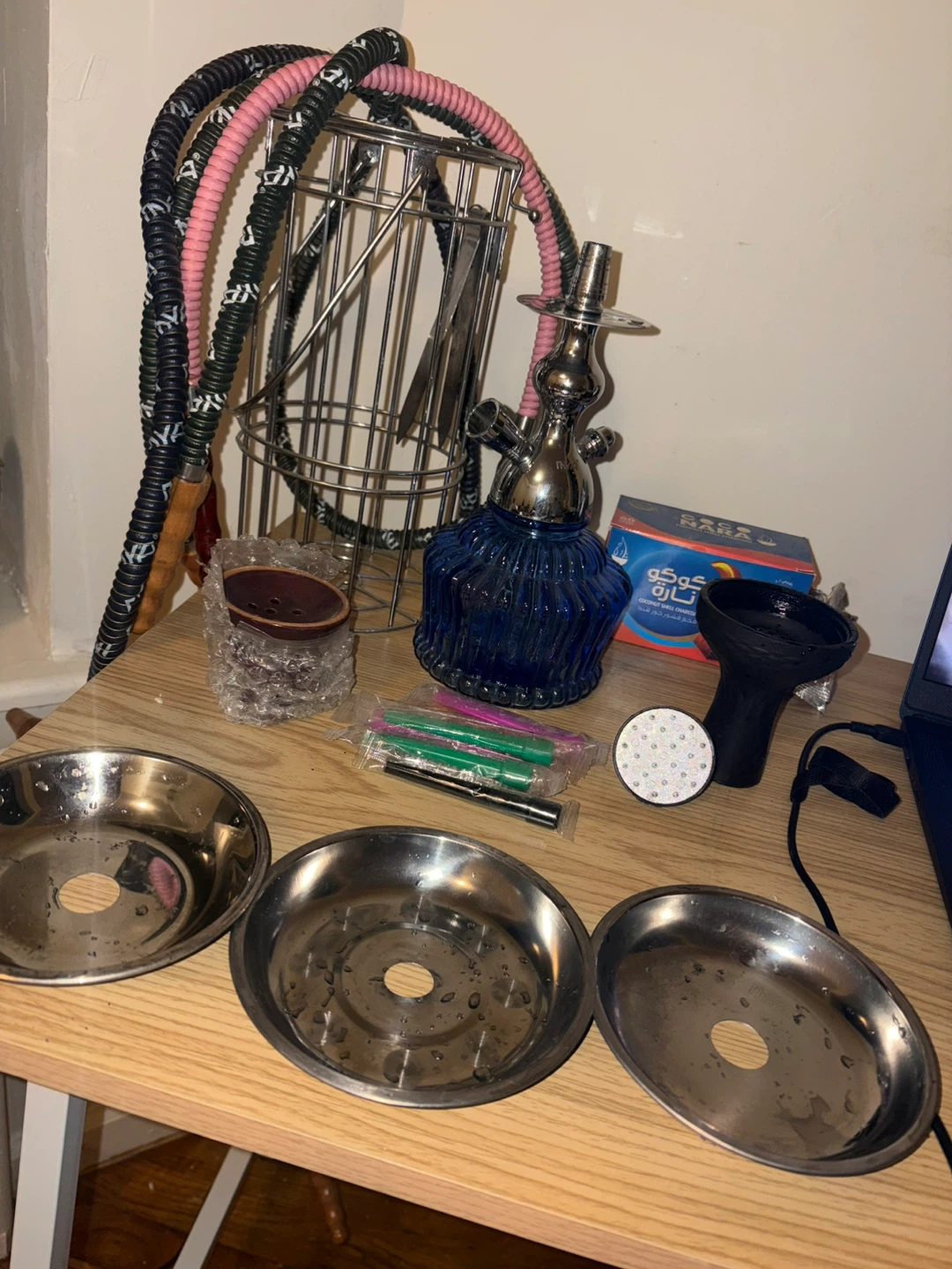 Blue Glass Hookah with Accessories - photo 2