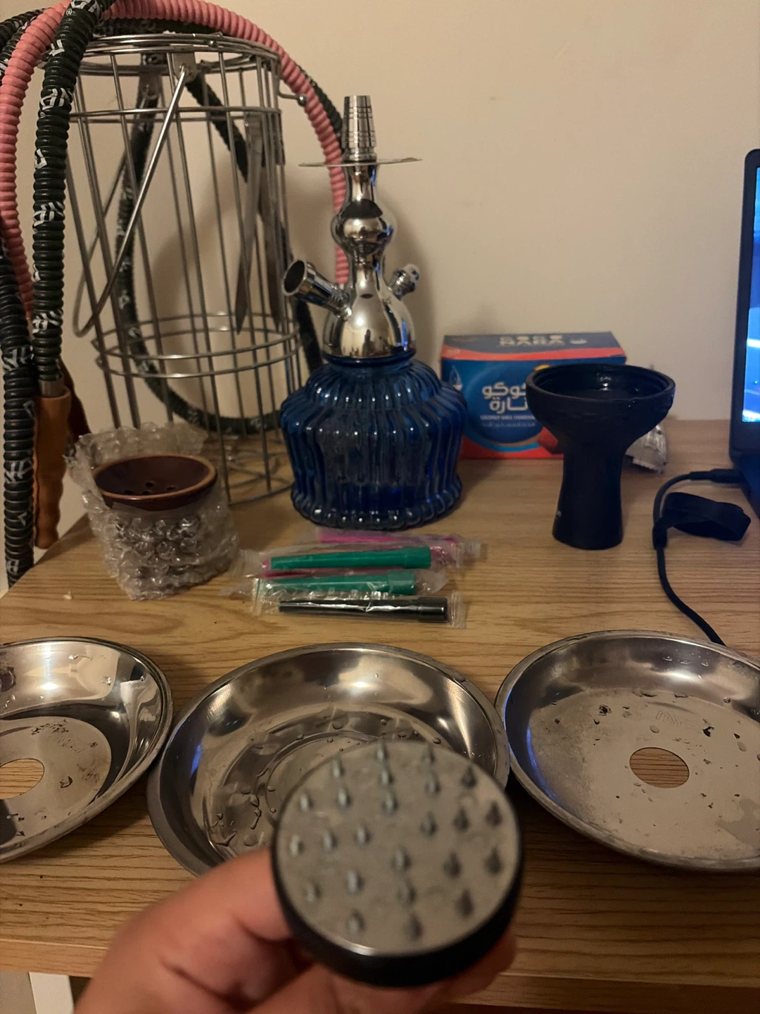Blue Glass Hookah with Accessories - photo 3