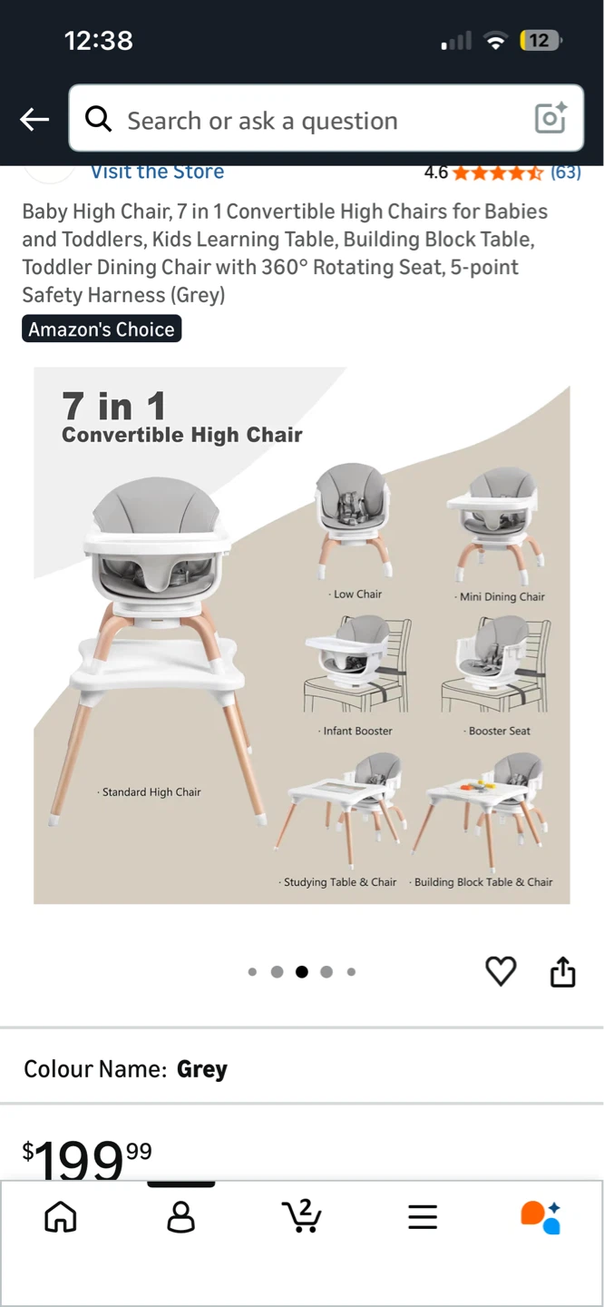 7 in 1 Convertible High Chair - Grey - photo 2