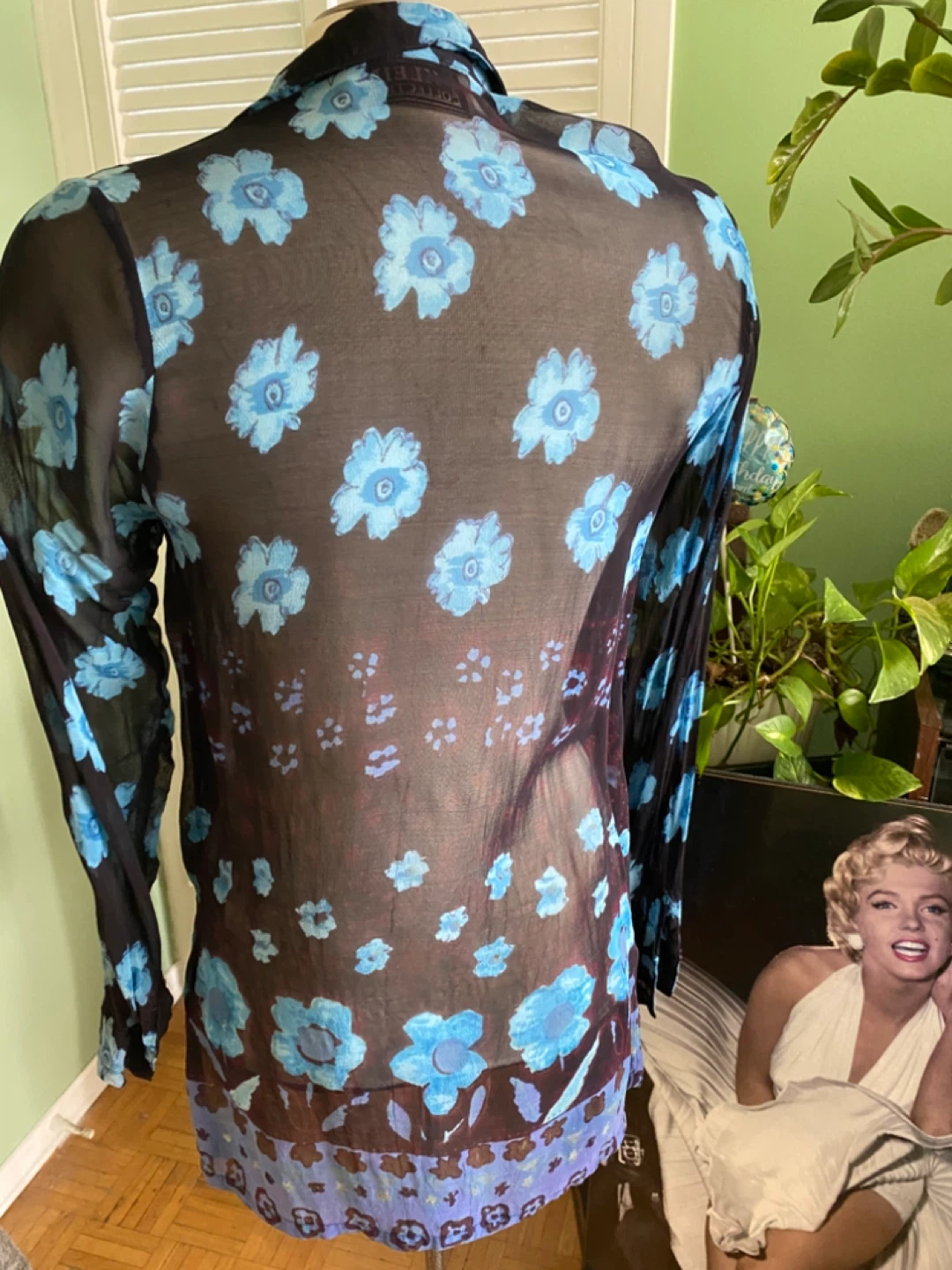J. Klein Collection Sheer Floral Button-Up Blouse - photo 2