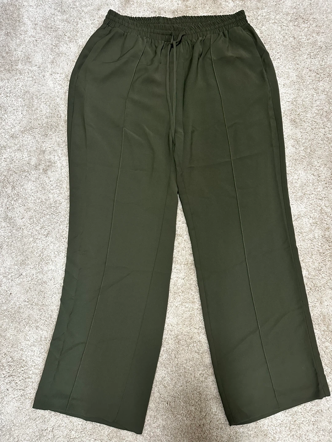 Olive Green Wide Leg Trousers