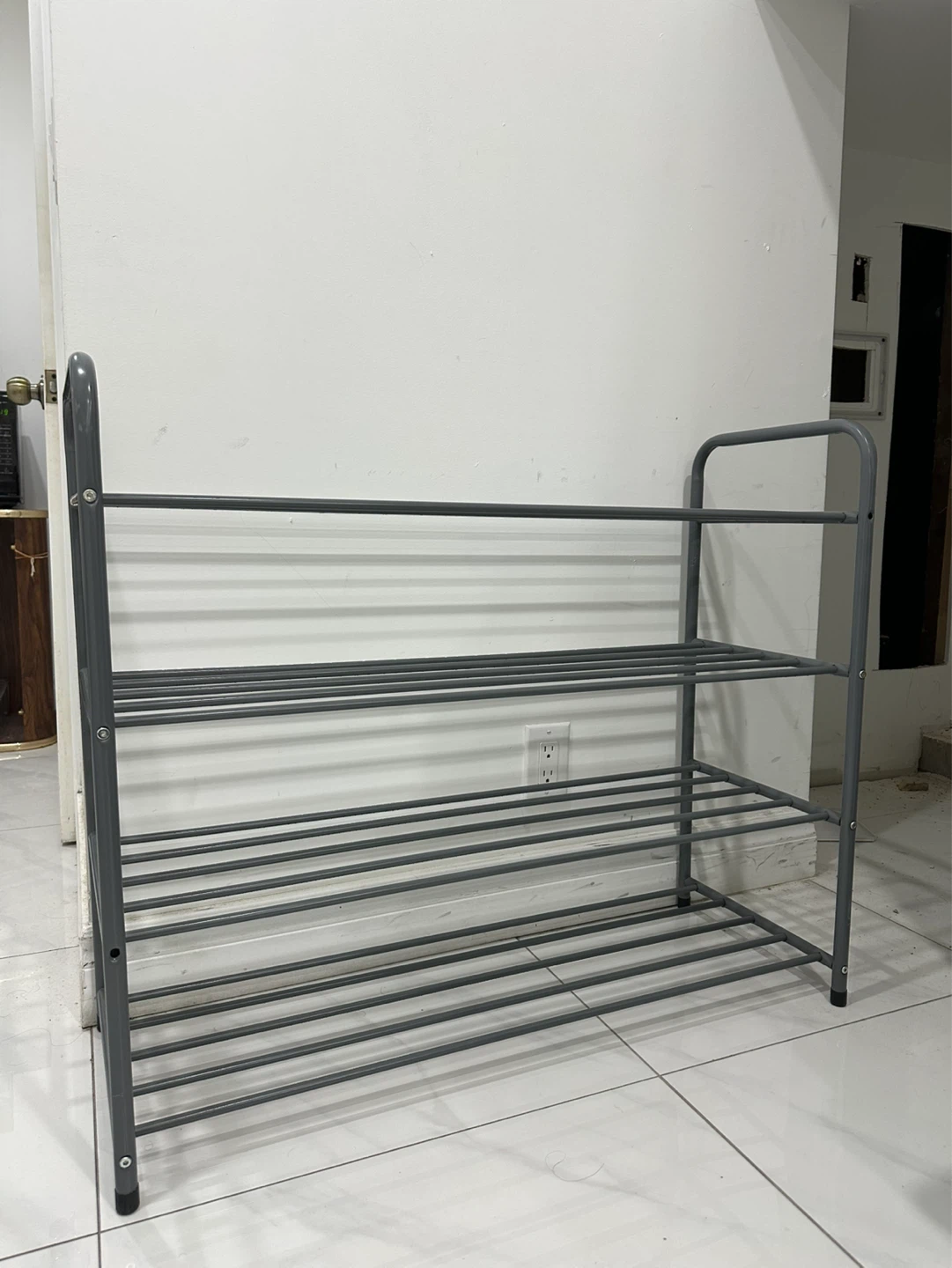 Grey 4-Tier Metal Shoe Rack