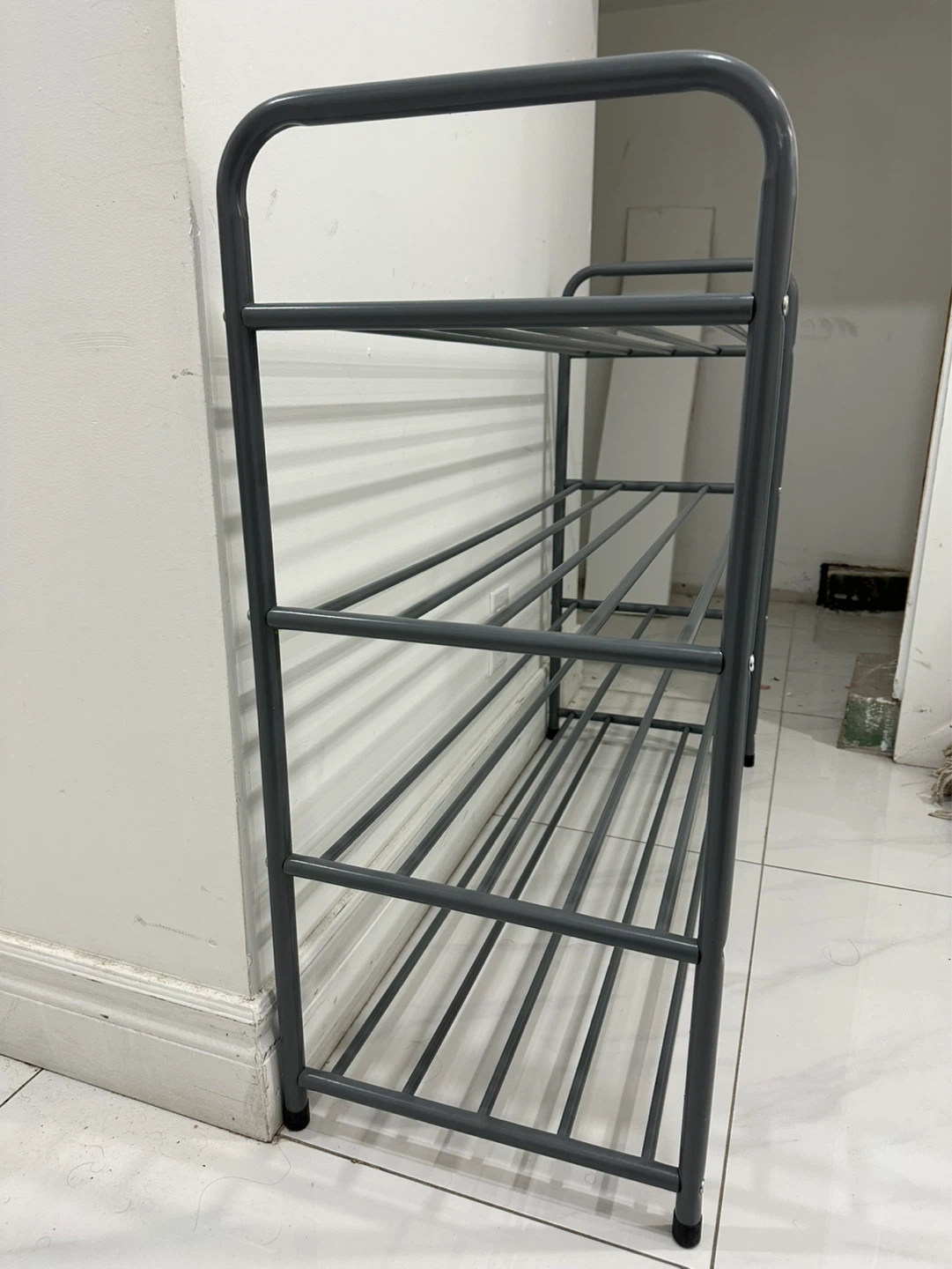 Grey 4-Tier Metal Shoe Rack - photo 3