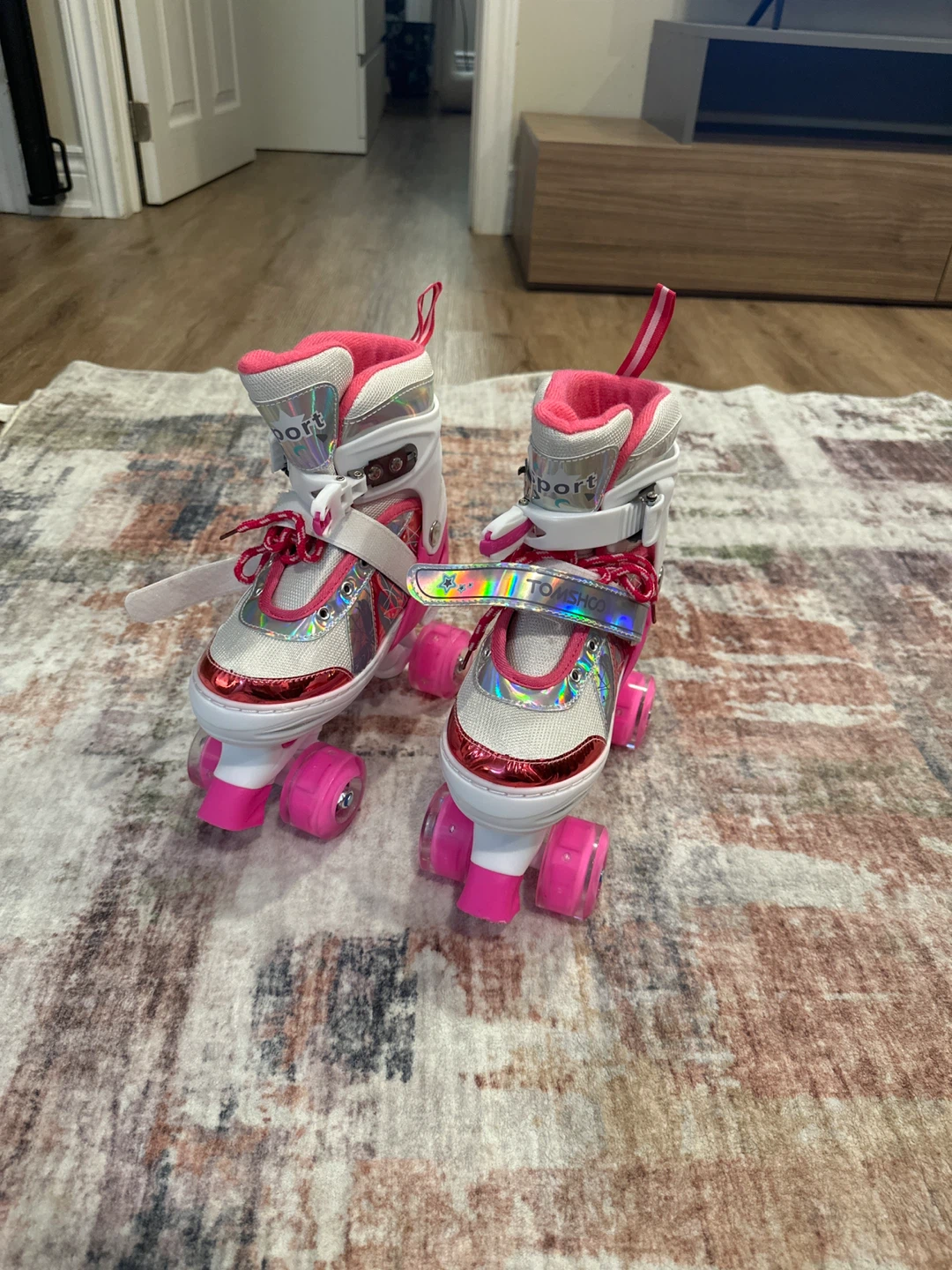 Pink & Silver Roller Skates