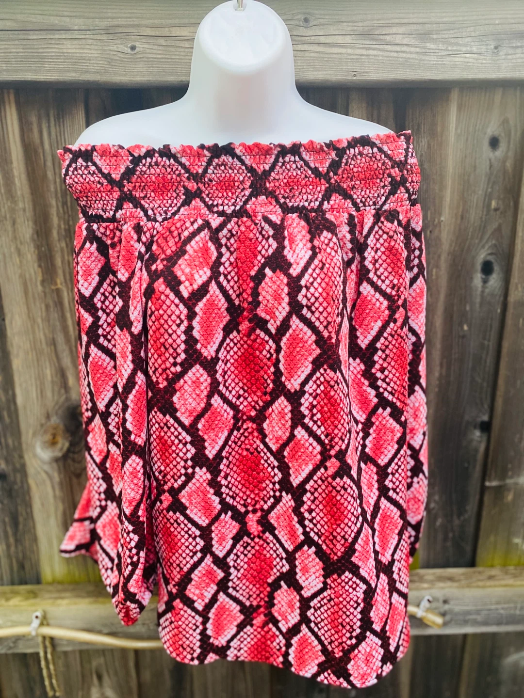 Michael Kors Off-the-Shoulder Snake Print Top - XS