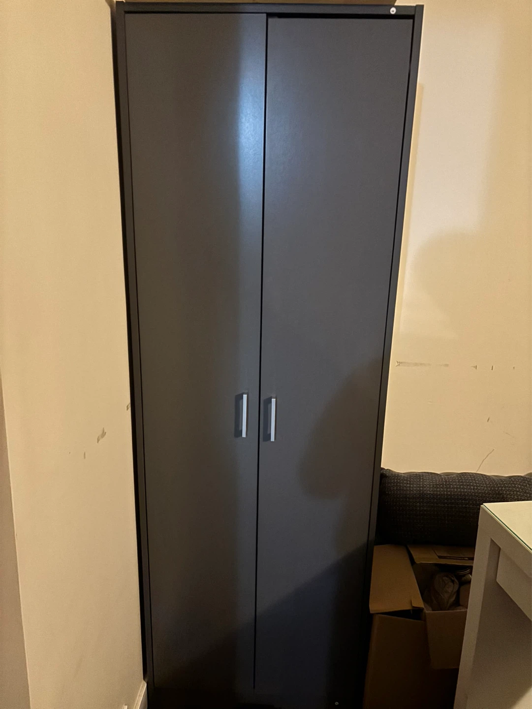 Dark Grey Two-Door Storage Cabinet