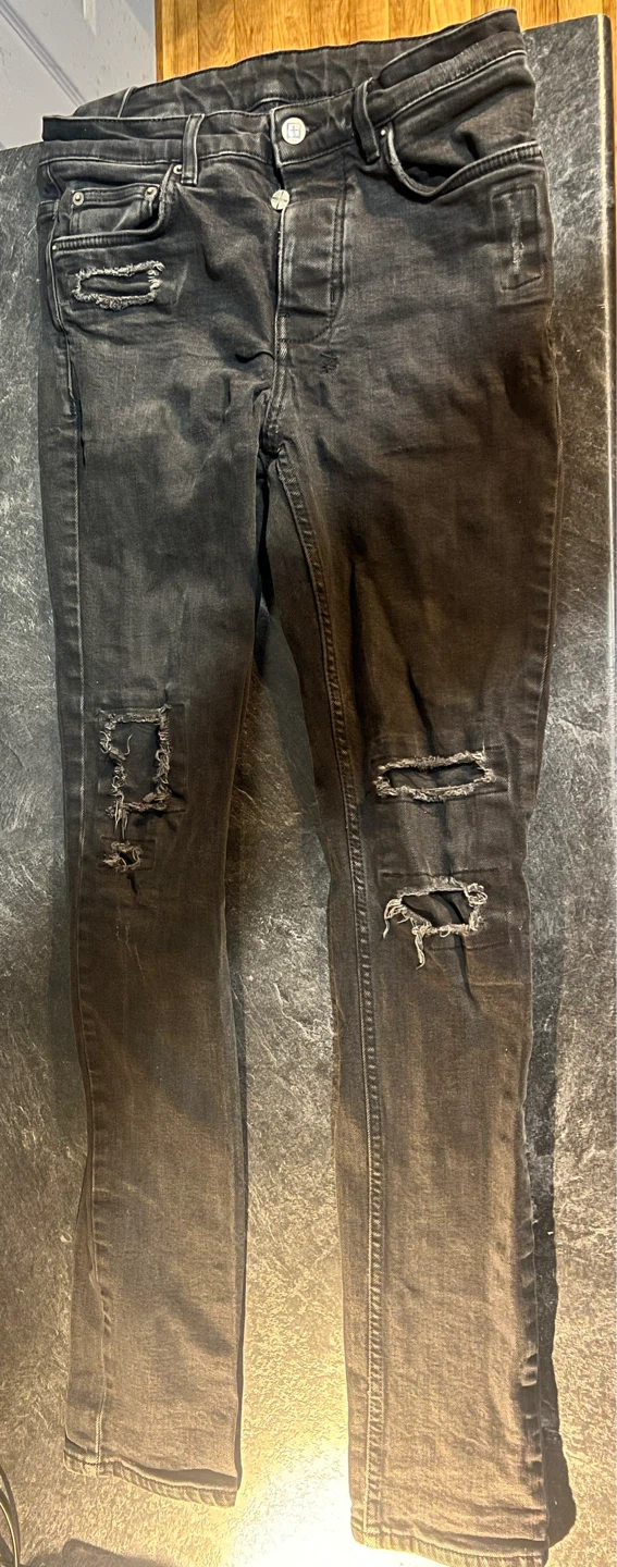 Ksubi Distressed Slim Skinny Jeans - Washed Black