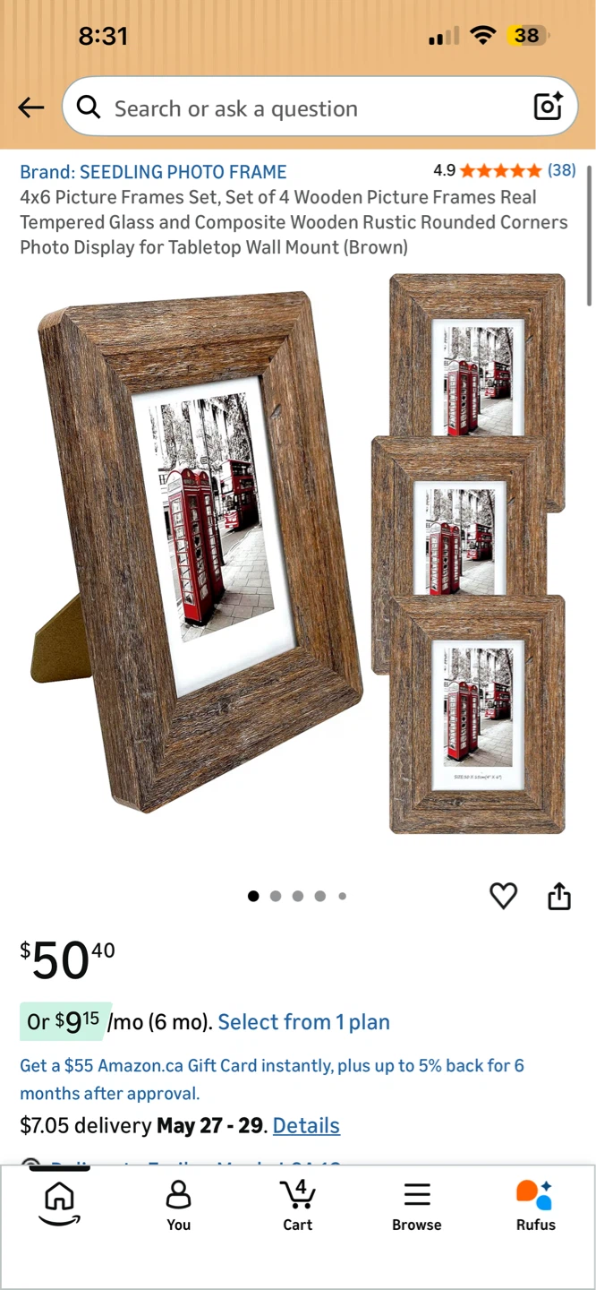 BNIB - 4 wood photo frames