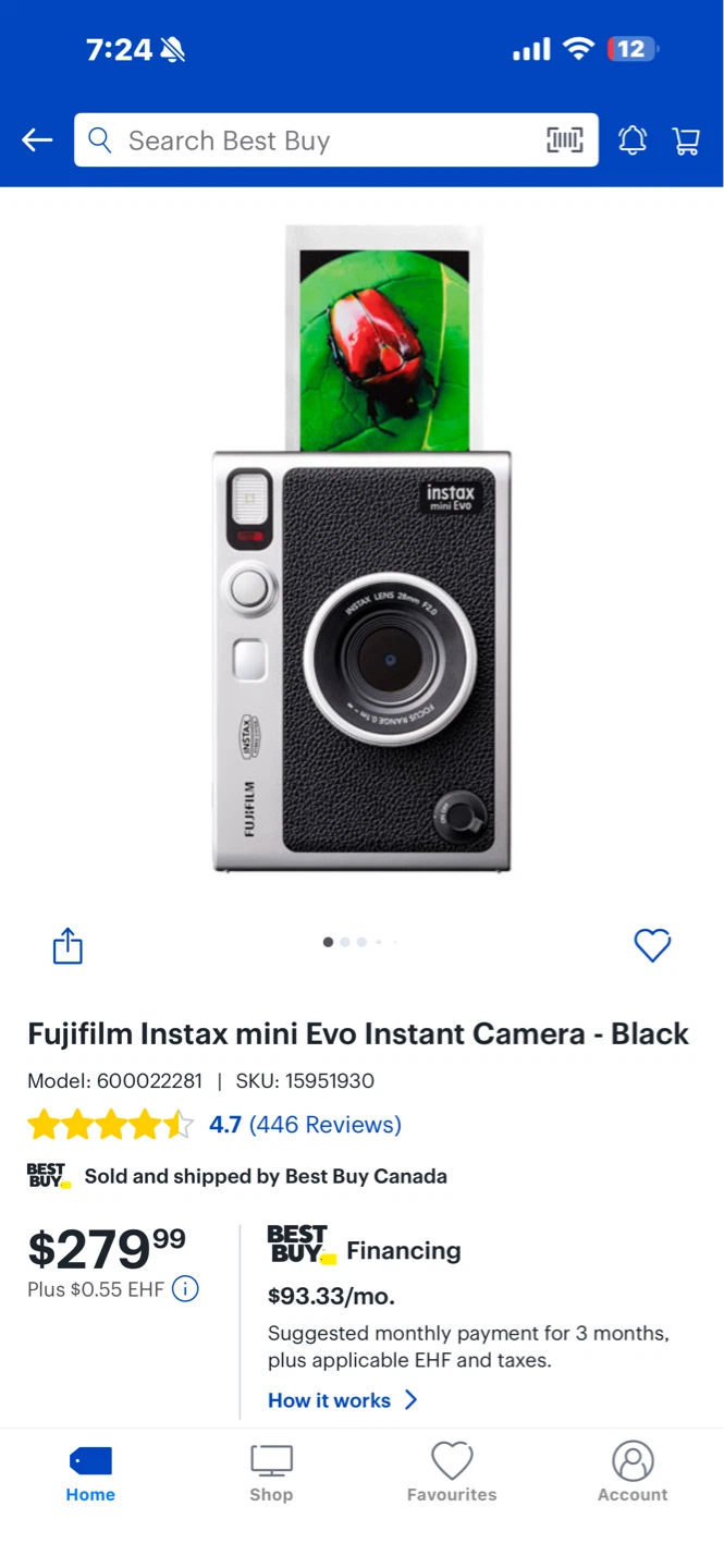 Fujifilm Instax Mini Evo Hybrid Instant Camera - Black