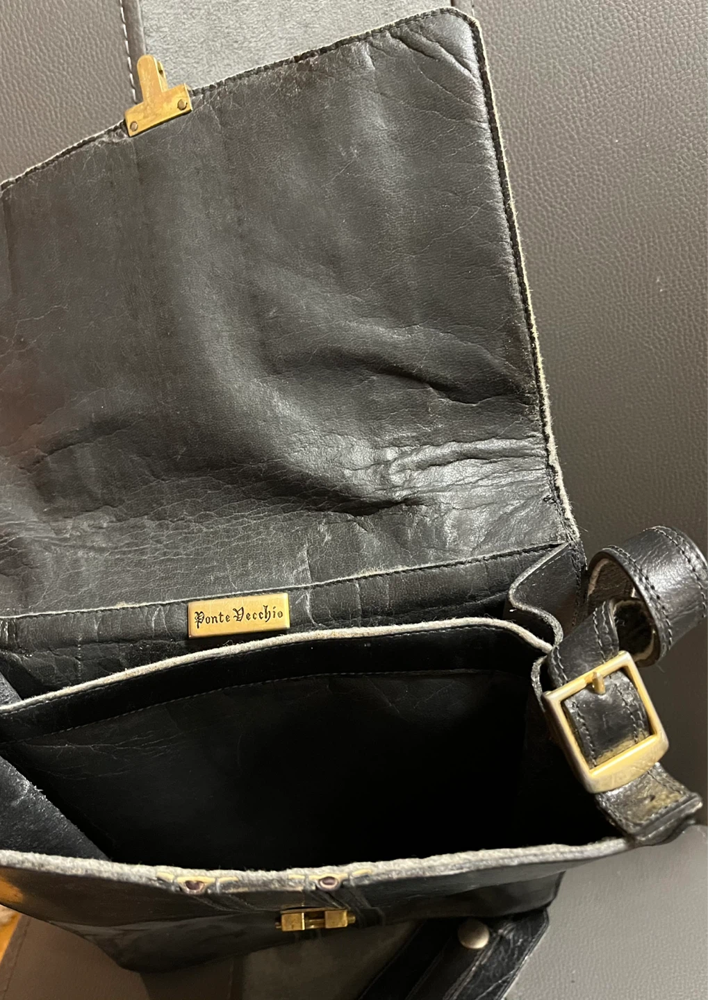 Ponte Vecchio Black Leather Crossbody Bag - photo 2