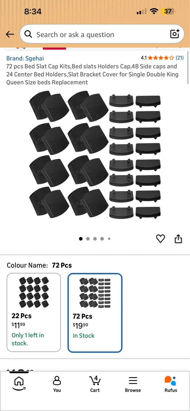 72 pcs Bed Slat Cap Kits Bed Slat Holders