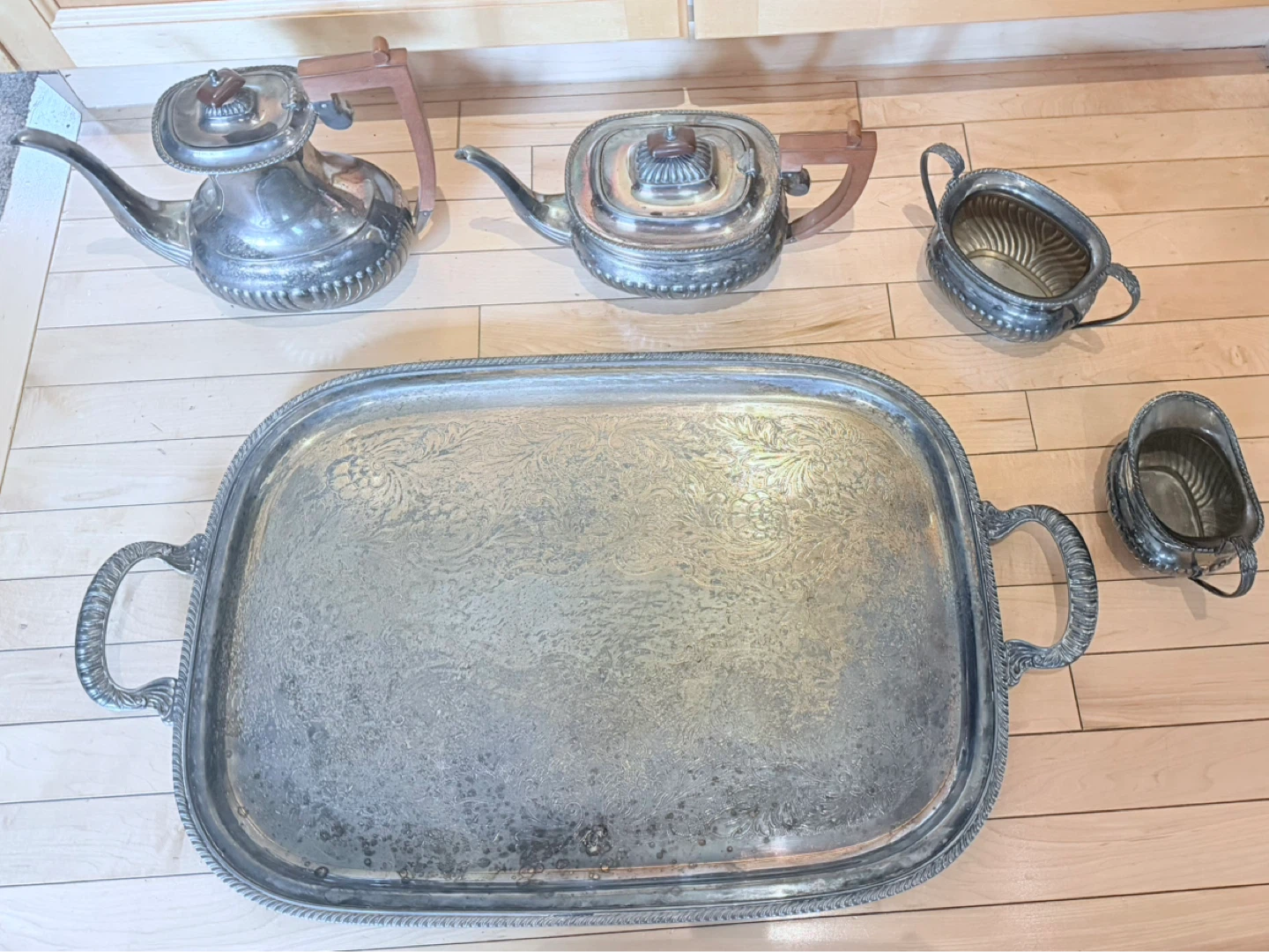Vintage Silver Plated Tea Set & Tray