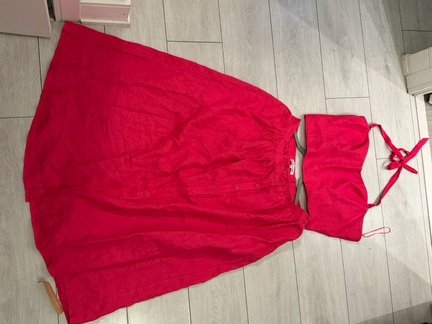 Reformation Pink Linen Two-Piece Set