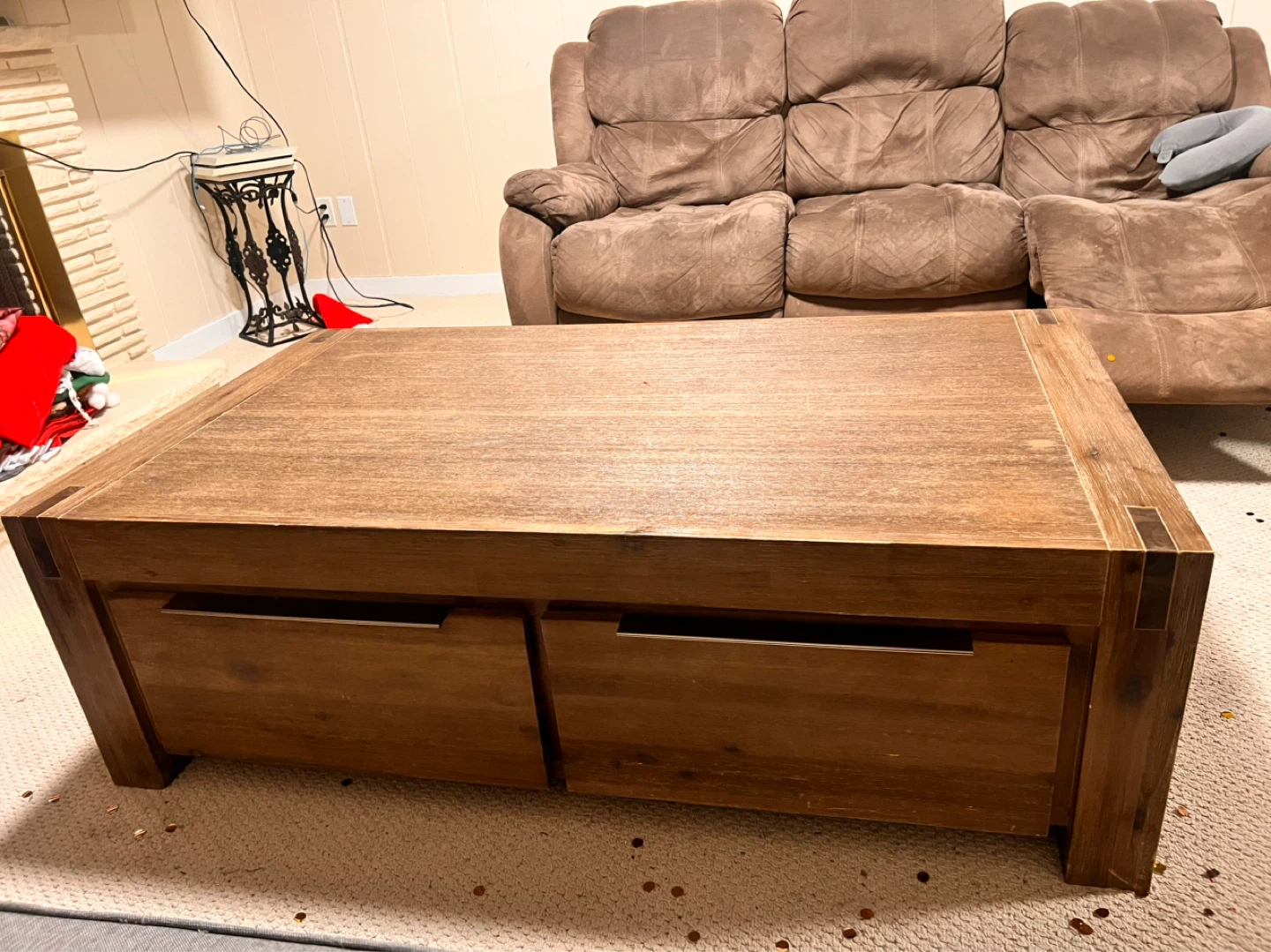 Wooden Coffee Table with Drawers