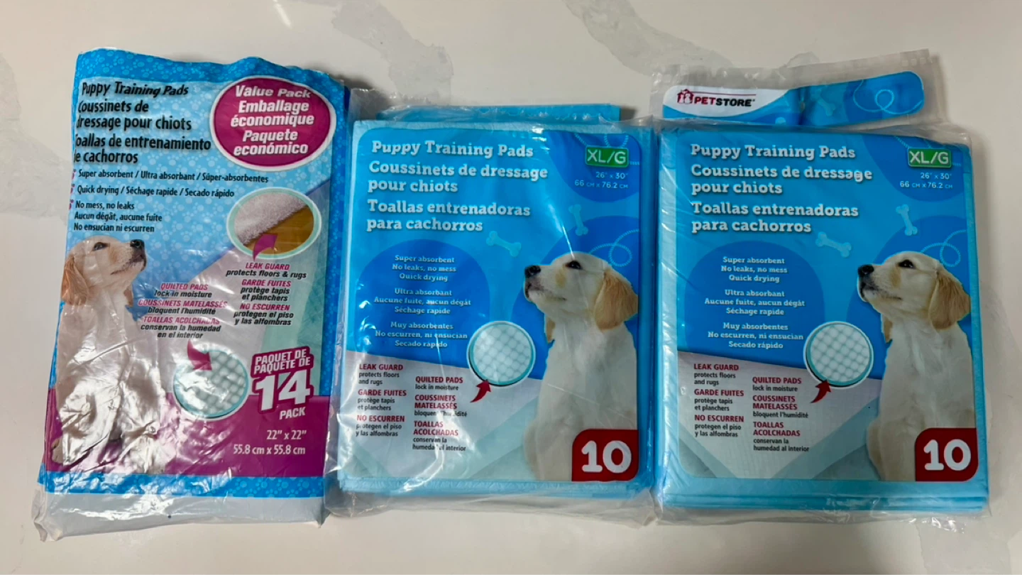 NEW - 34pcs of Puppy Training Pads - Value Pack/XL (All: $10)