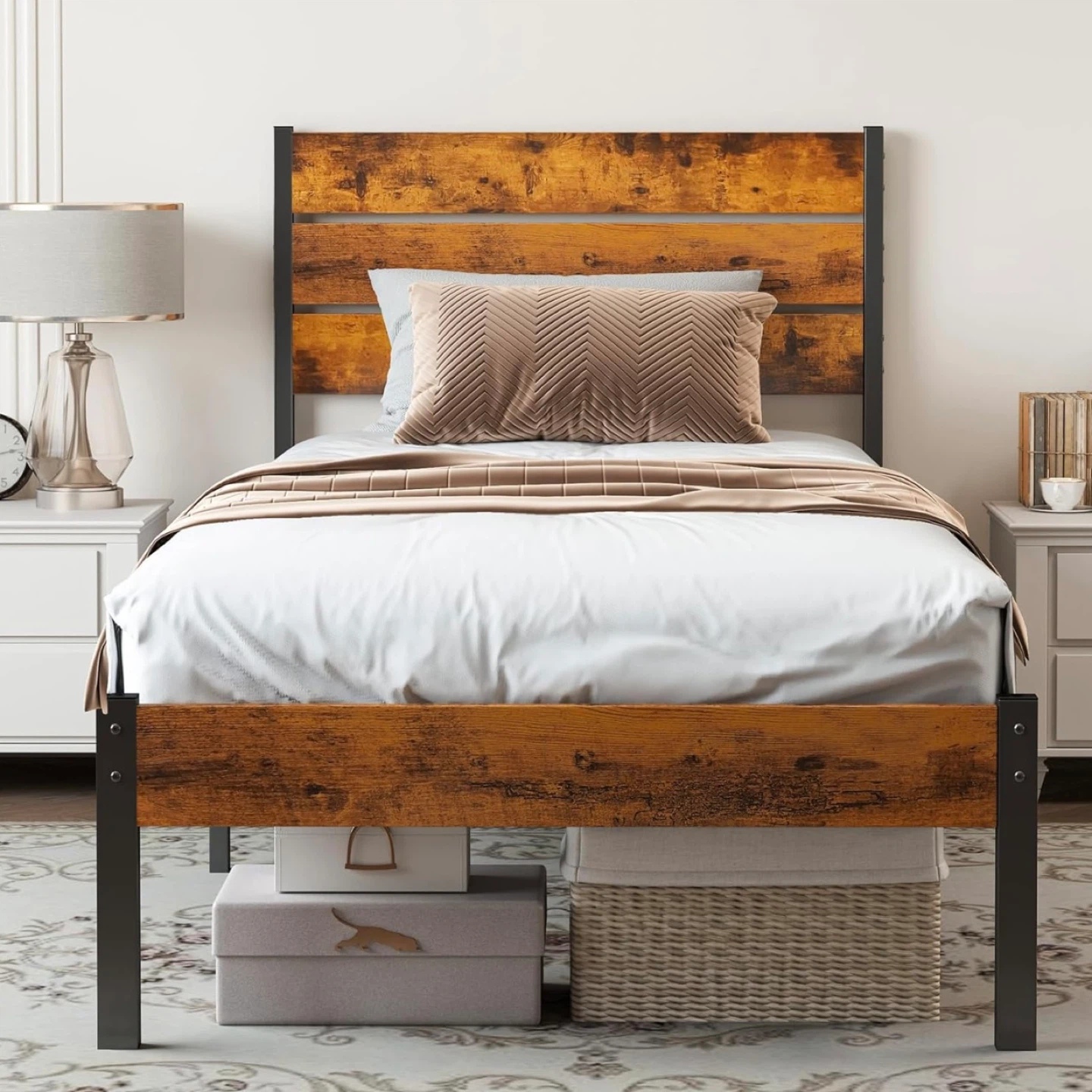 Twin Size Bed Frame with Headboard - photo 2