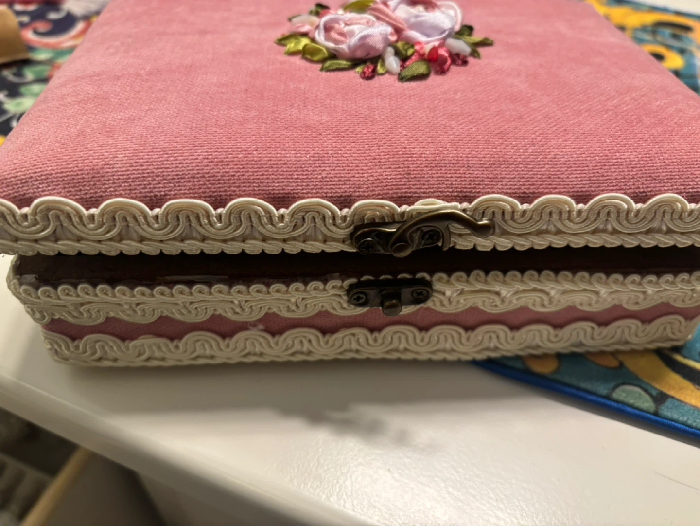 Pink Decorative Trinket Box with Floral Accent - photo 2