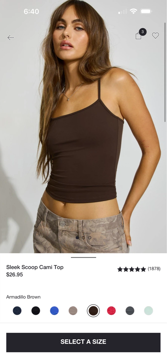 Garage Sleek Scoop Cami Top - Armadillo Brown - XXS - photo 3