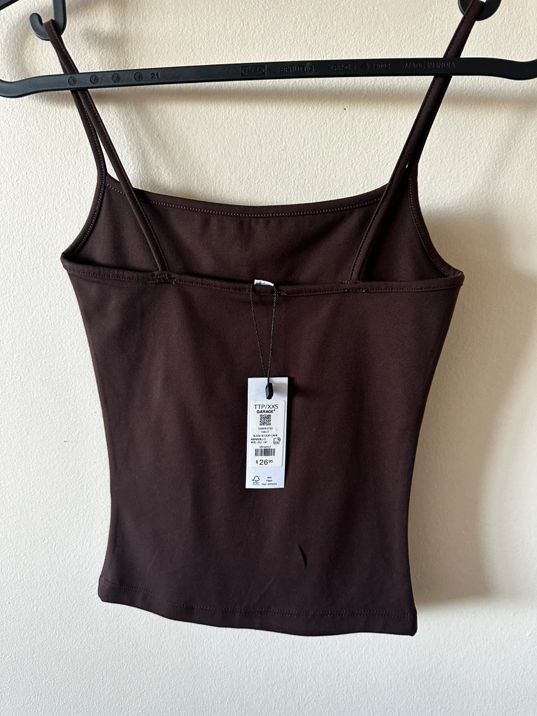 Garage Sleek Scoop Cami Top - Armadillo Brown - XXS