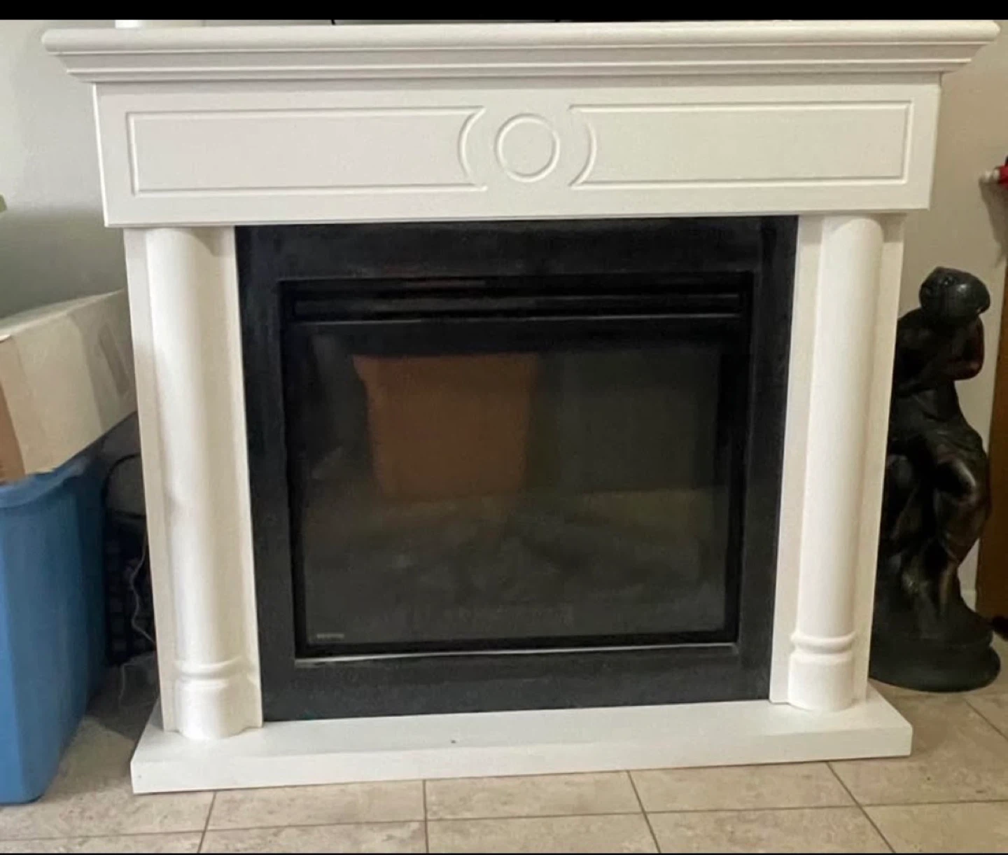 White Electric Fireplace with Mantle