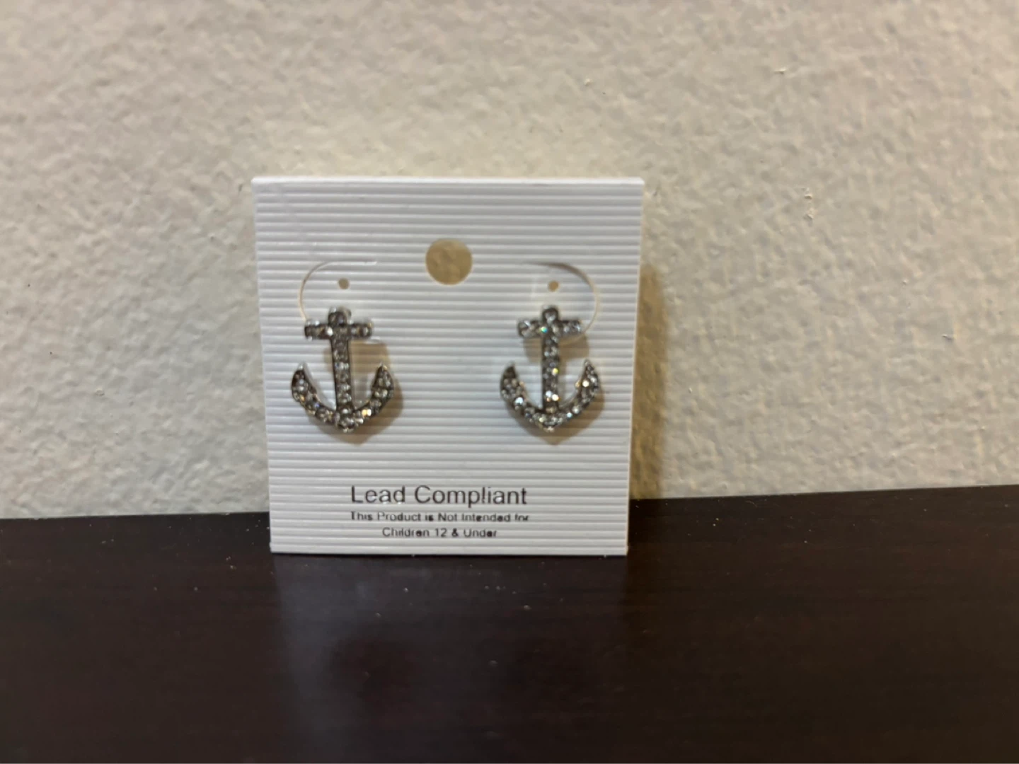 Anchor Earrings with Rhinestones