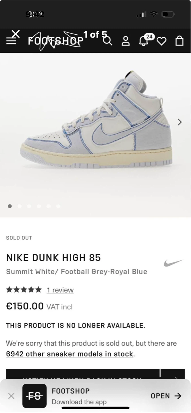Nike Dunk High 85 Sneakers - Size 8