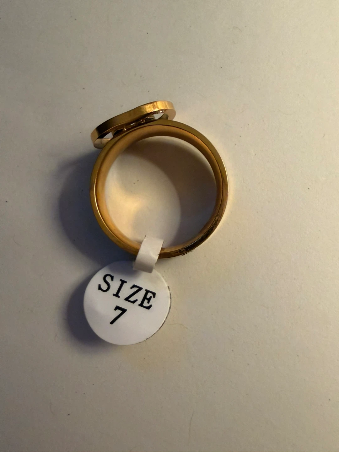Gold Tone Ring with Double G Logo - Size 7 - photo 3