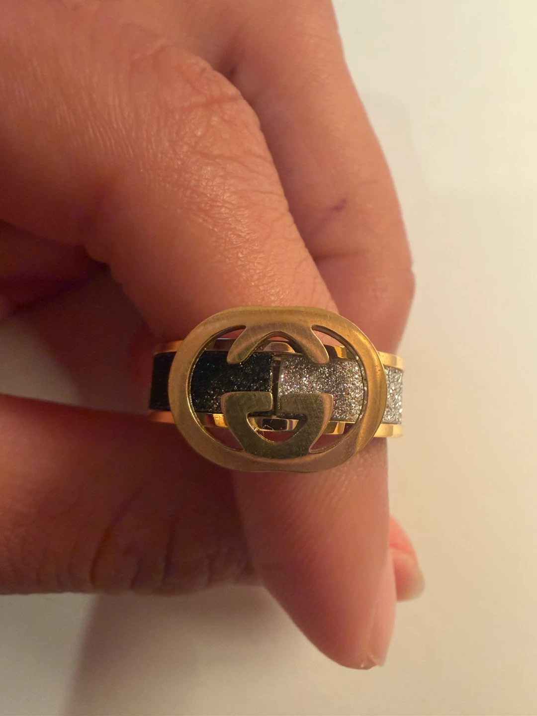 Gold Tone Ring with Double G Logo - Size 7 - photo 2