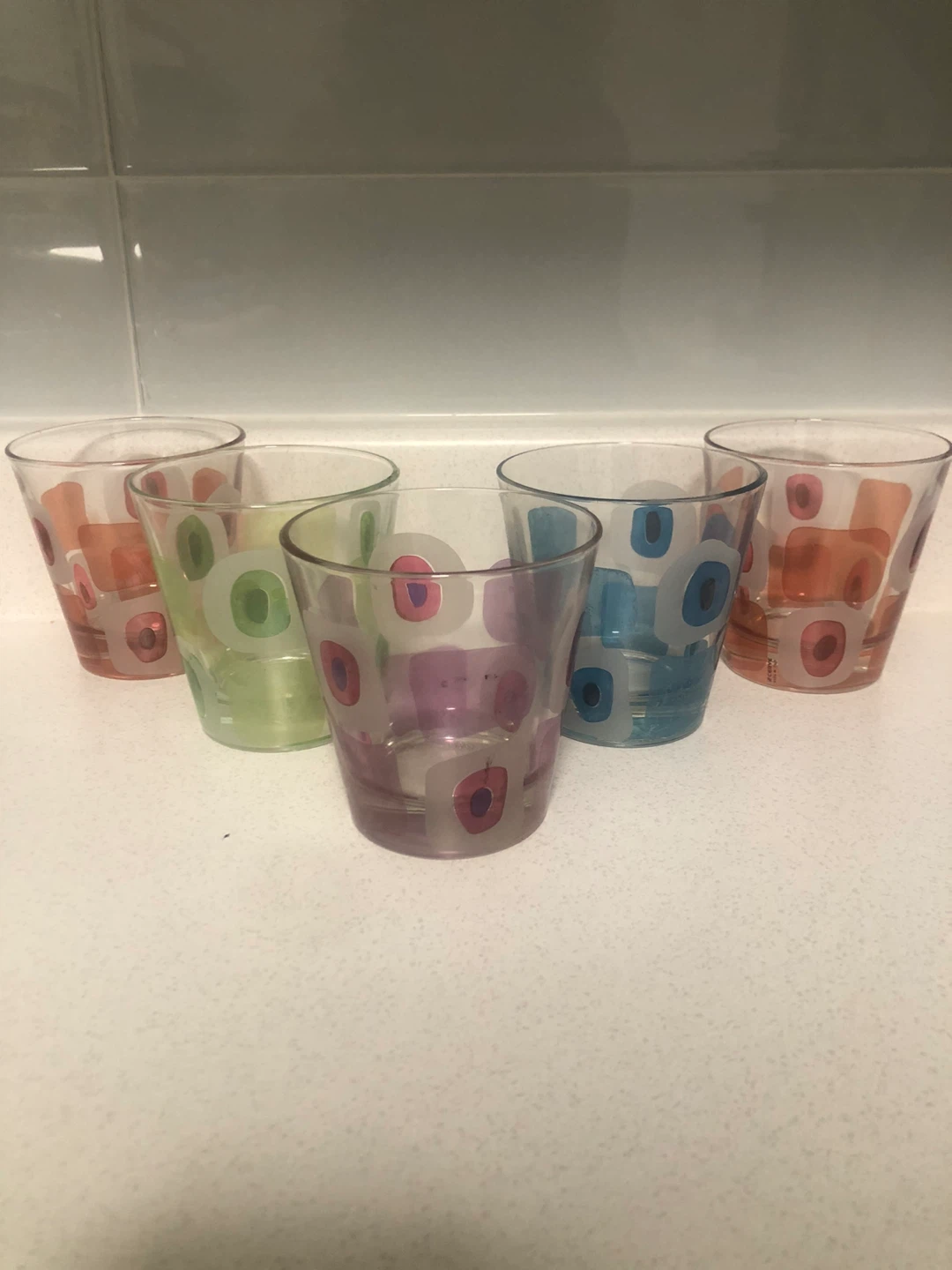 Set of 6 Coloured Tumbler Glasses