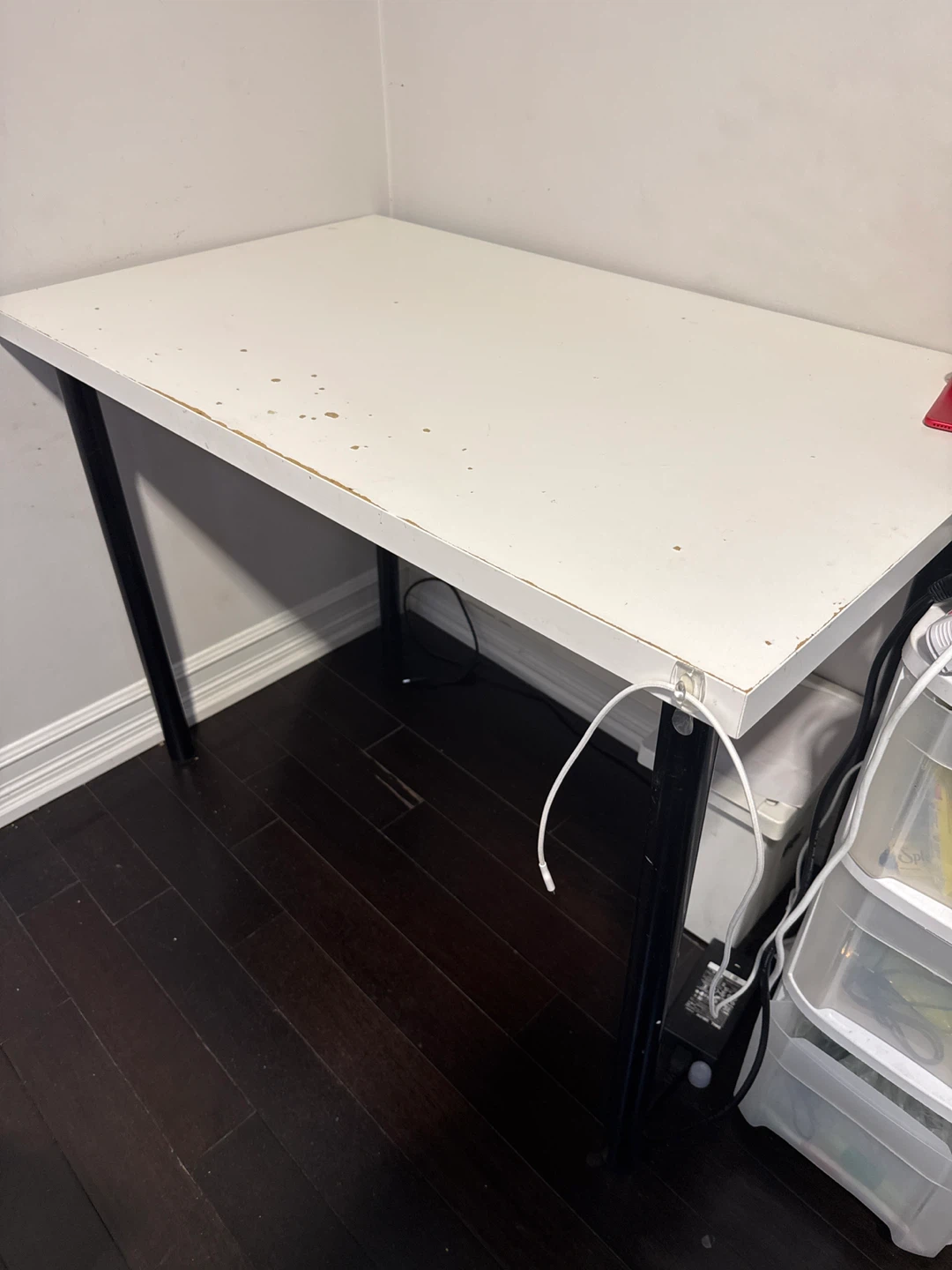 IKEA White Desk with Black Metal Legs