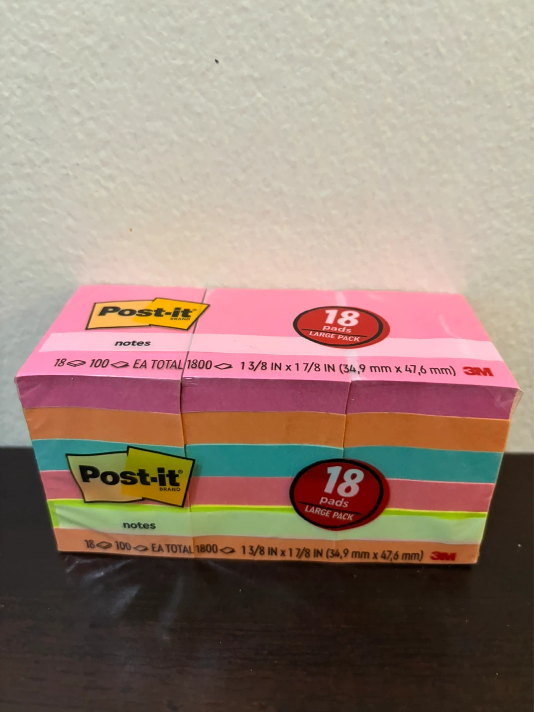 Post-it Notes, 18 Pads, Large Pack, 1 3/8" x 1 7/8"