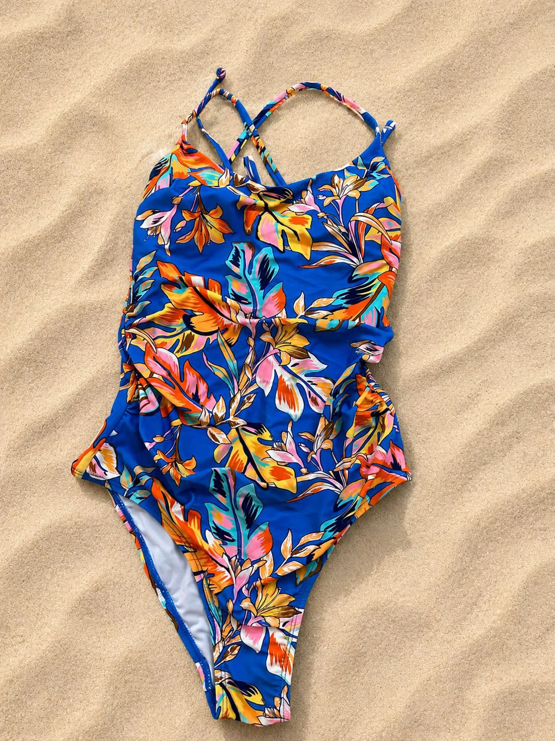 Blue Floral One-Piece Swimsuit