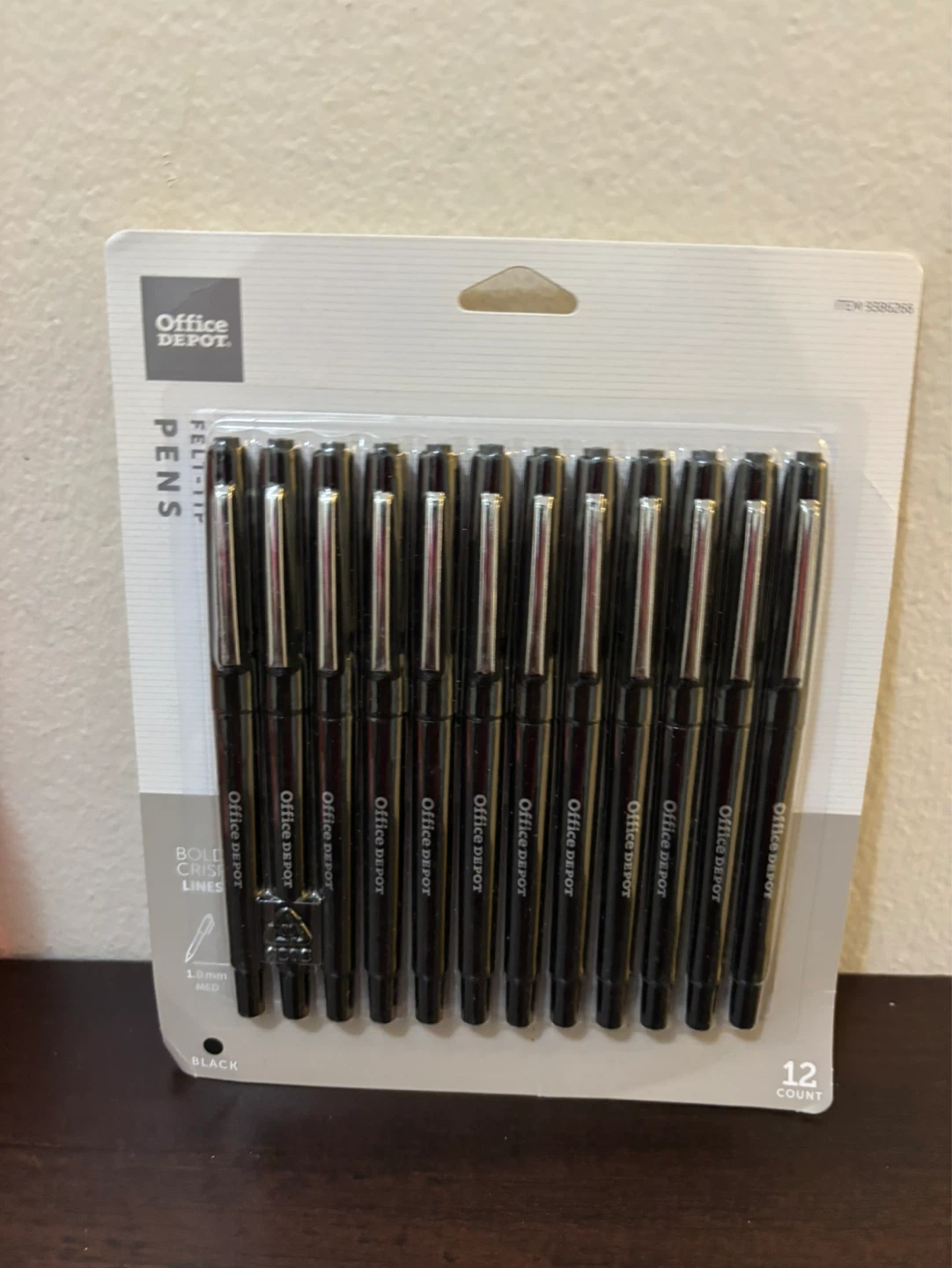 Office Depot Black Felt Tip Pens, 12 Count