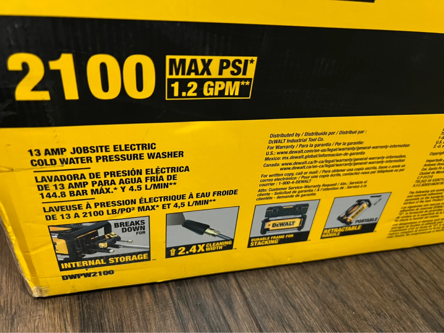 DeWalt 2100 PSI Electric Cold Water Pressure Washer DWPW2100 - photo 2
