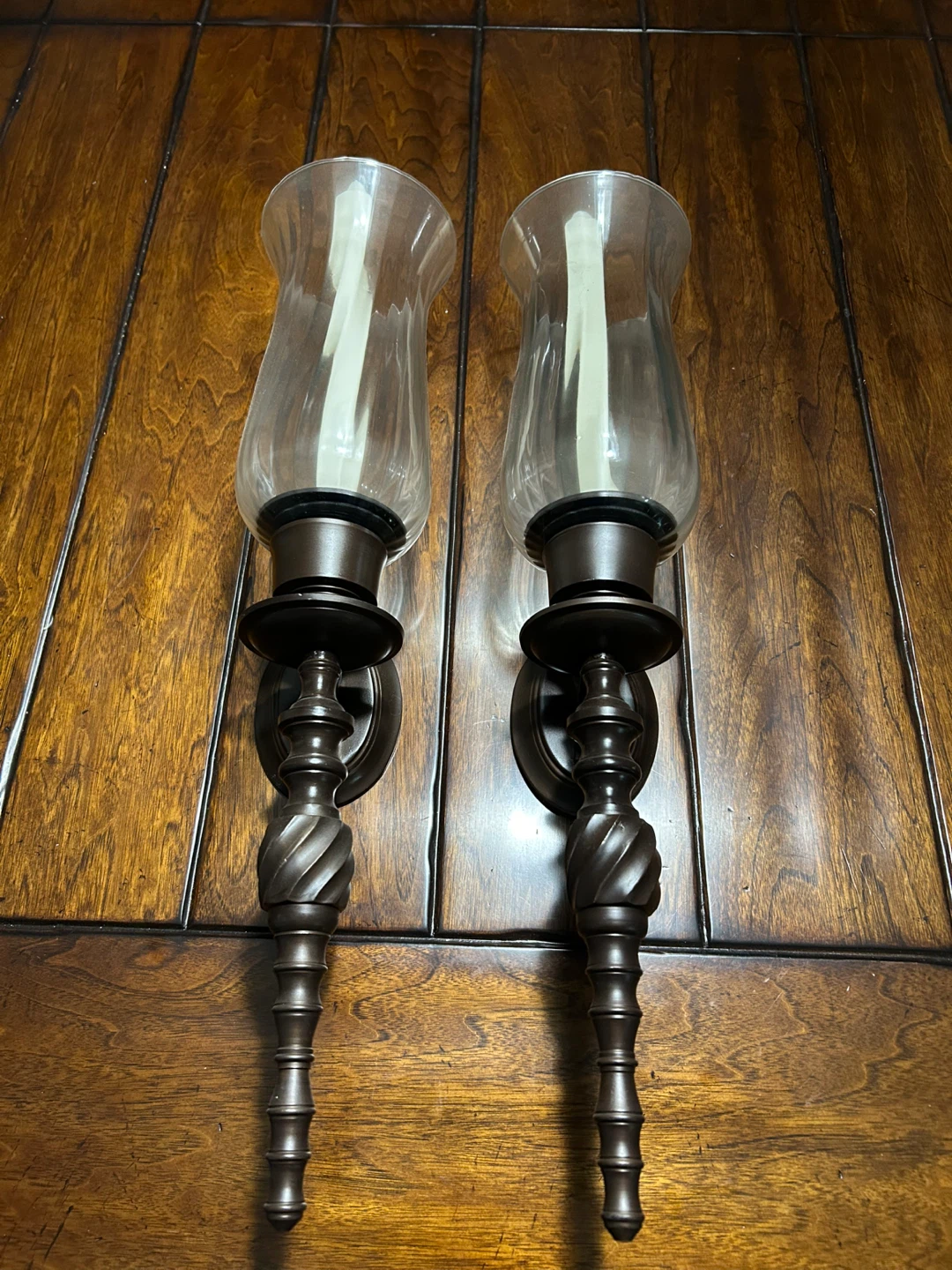 Set of 2 Bronze Wall Sconce Candle Holders - photo 2