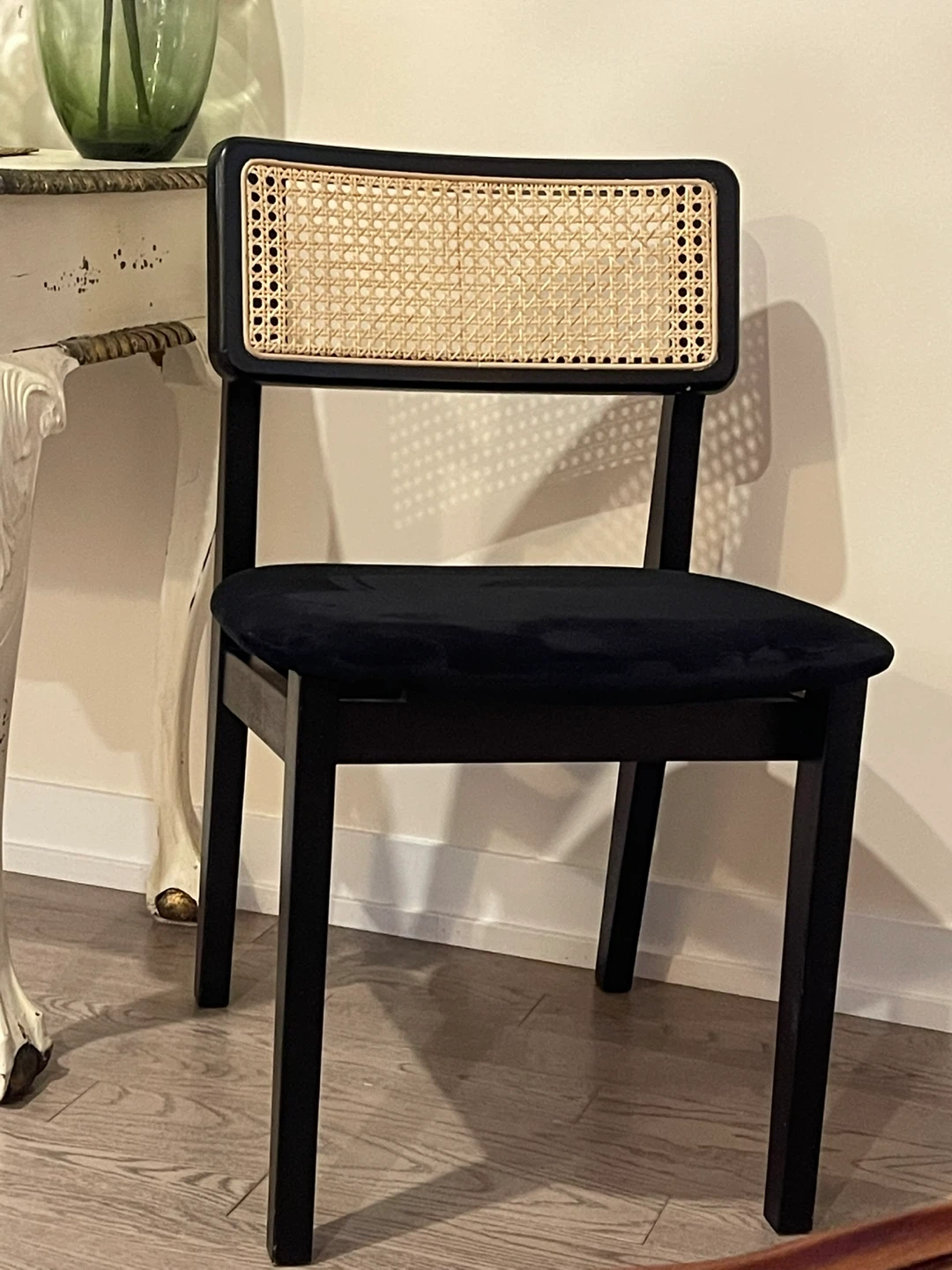 Black Accent Chair with Rattan Back - photo 2