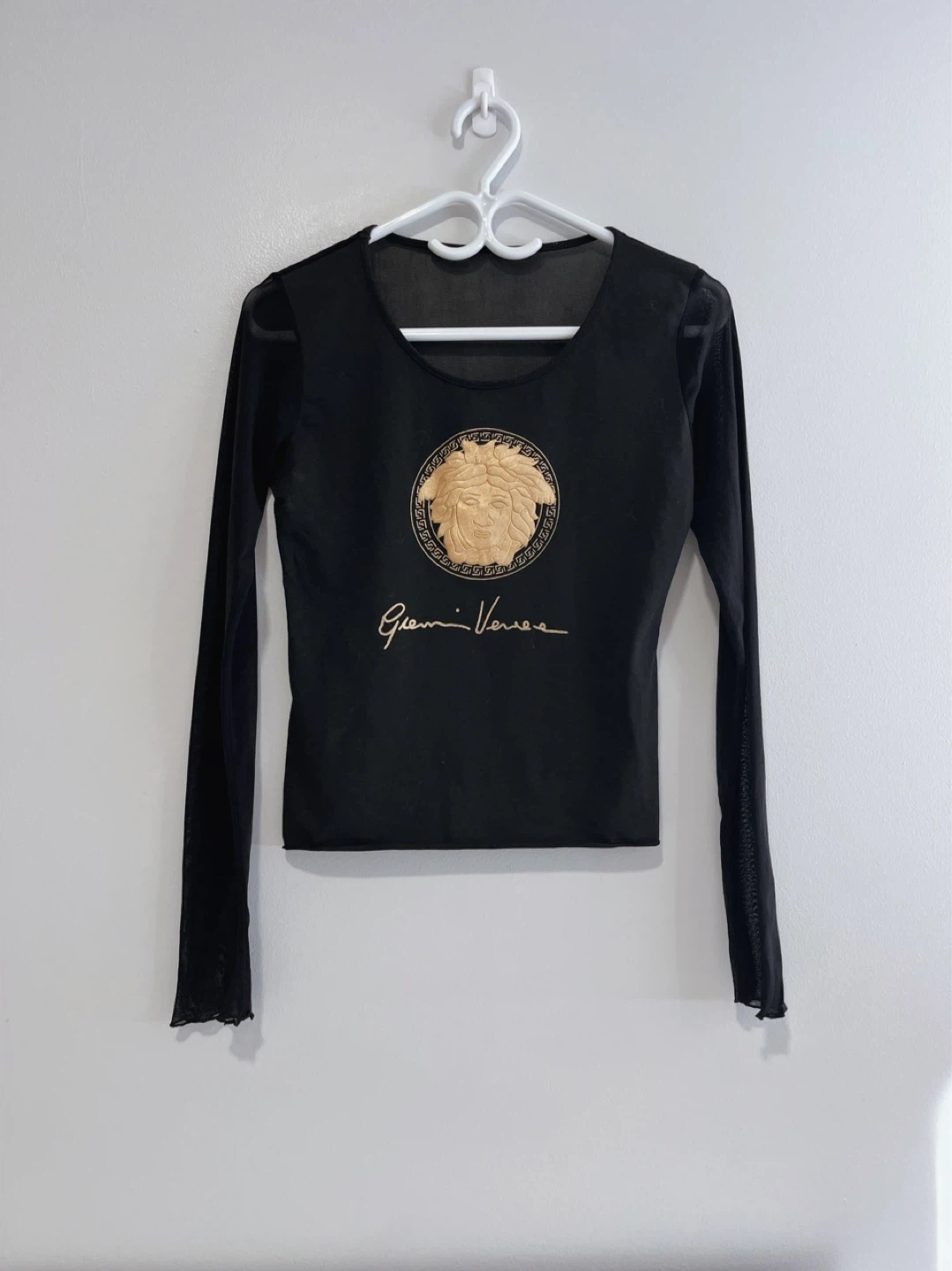 Gianni Versace Black Mesh Long Sleeve Top