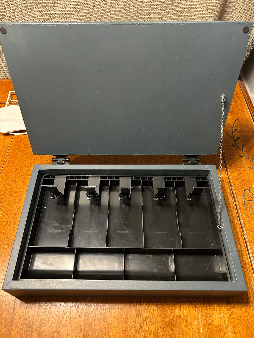 Wooden Grey Cash Box with Removable Tray - photo 3