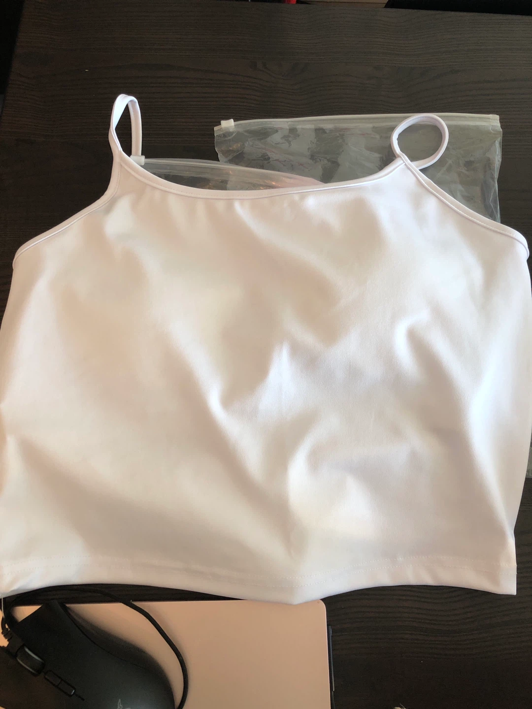 White&pink Camisole Tank Top with caps - photo 2