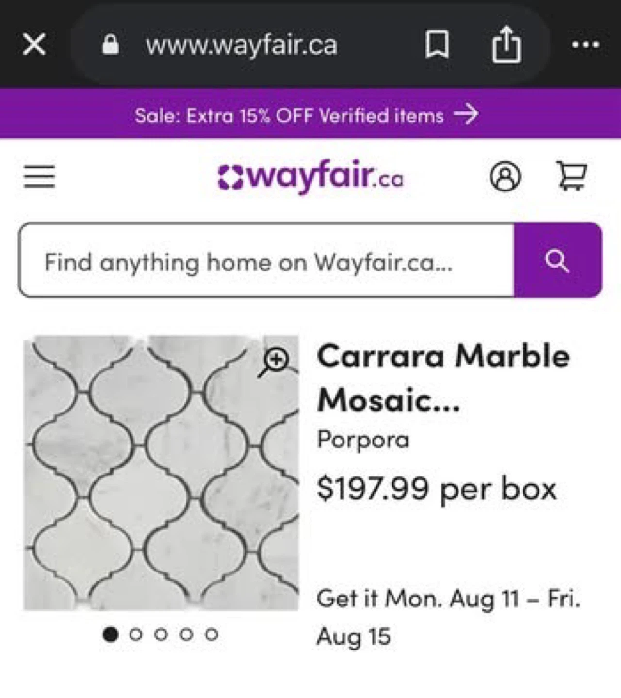 White Marble Arabesque Mosaic Tiles 5 ft.² - photo 4