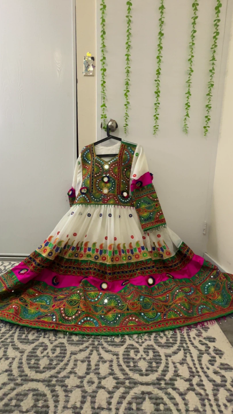 Embroidered Afghan Dress with Scarf